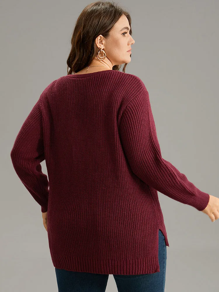 High Low Hem Lace Up Split Side Pullover sold by Bloomchic product image thumbnail 2
