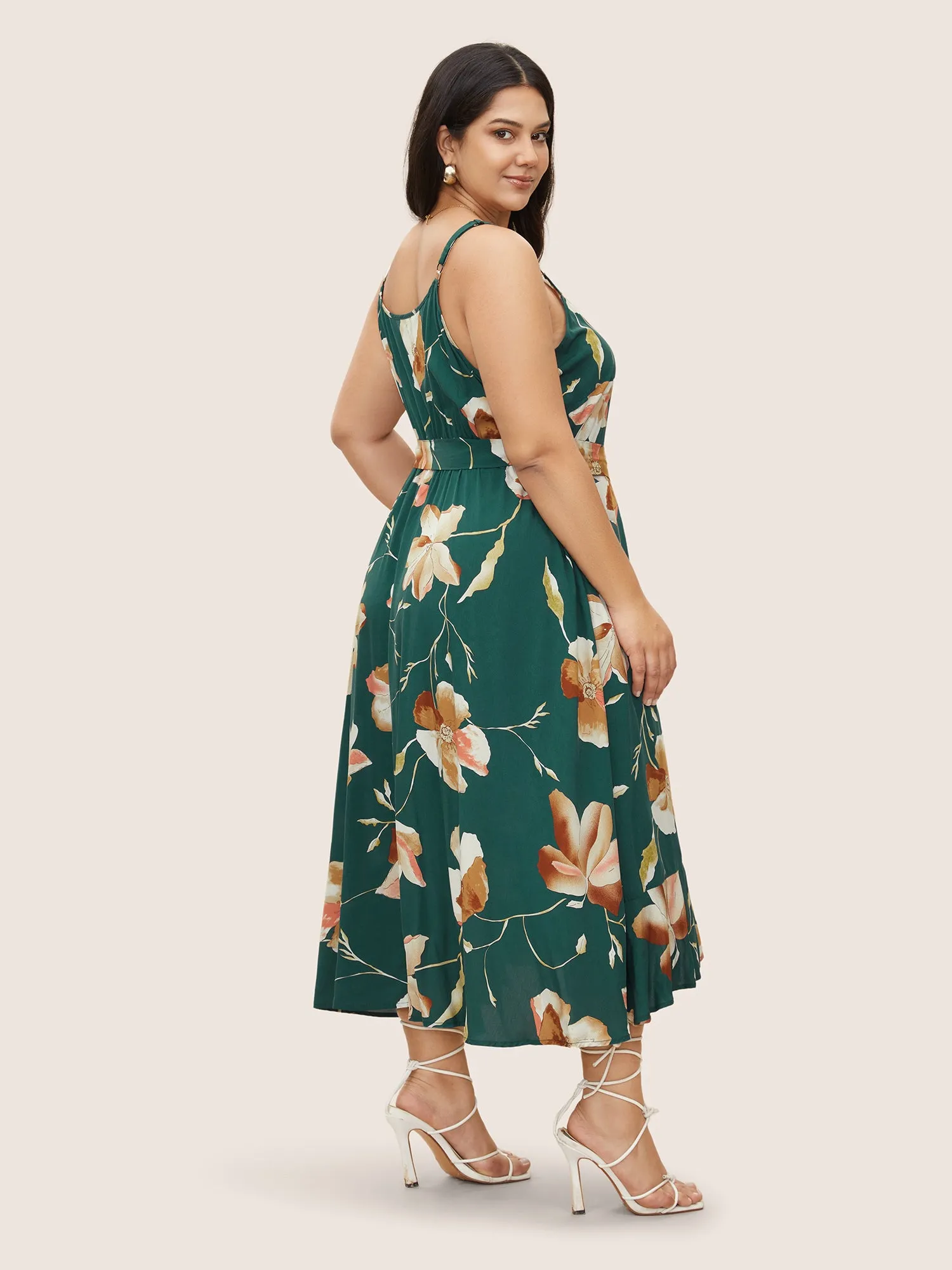 Floral Surplice Neck Belted Cami Dress sold by Bloomchic product image thumbnail 3