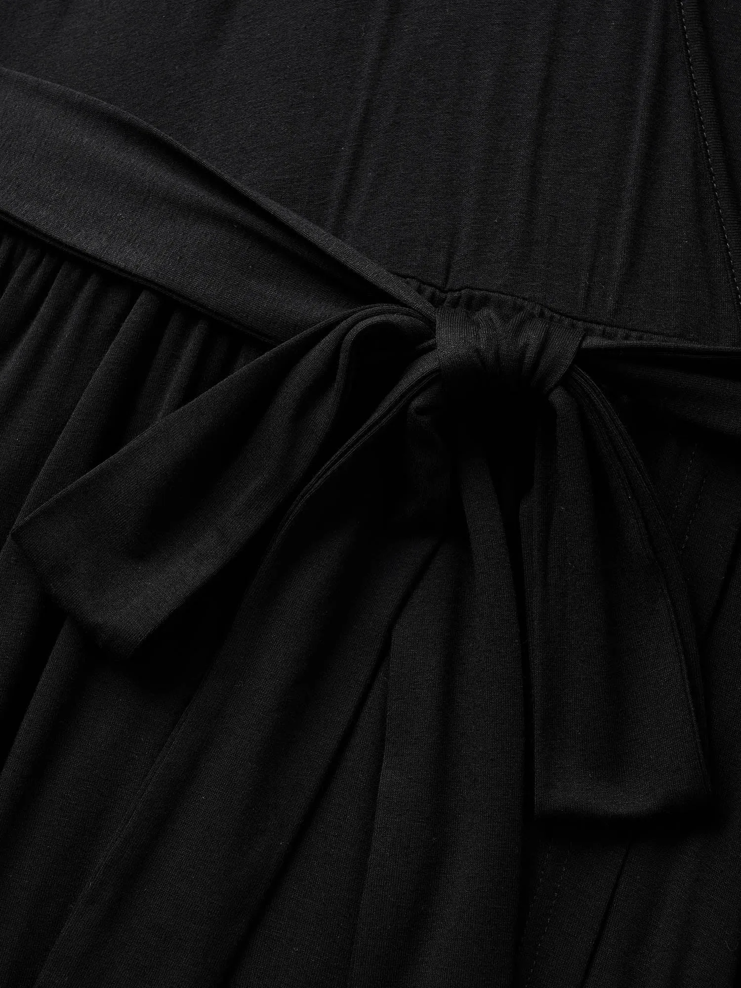 Overlap Collar Solid Belted Midi Dress sold by Bloomchic product image thumbnail 5