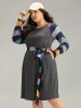Striped Pocket Raglan Sleeve Belted Dress sold by Bloomchic