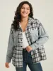 Plaid Pocket Patchwork Contrast Coat sold by Bloomchic