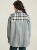 Plaid Pocket Patchwork Contrast Coat sold by Bloomchic
