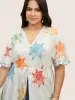 Sun Print Knotted Button Up Drawstring Kimono sold by Bloomchic