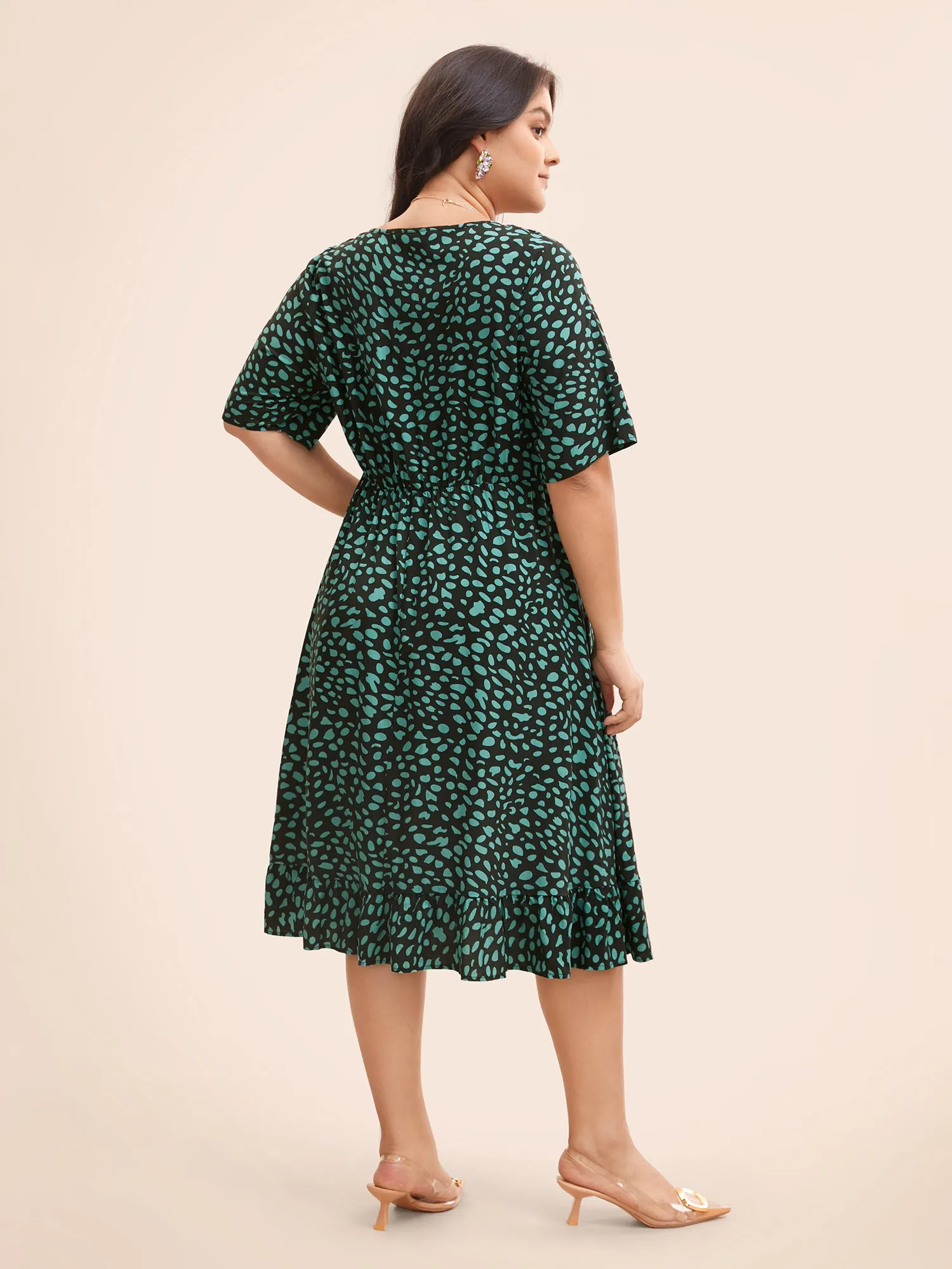Geometric Print Ruffle Hem Pocket Dress sold by Bloomchic product image thumbnail 3
