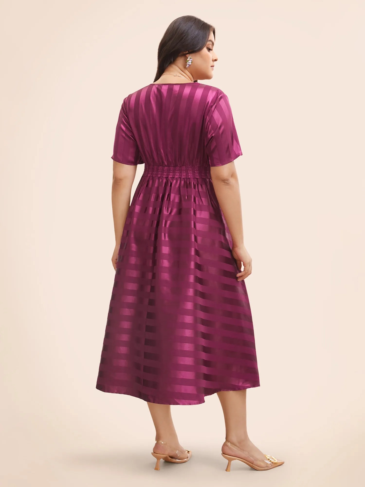 V Neck Textured Shirred Pocket Dress sold by Bloomchic product image thumbnail 3