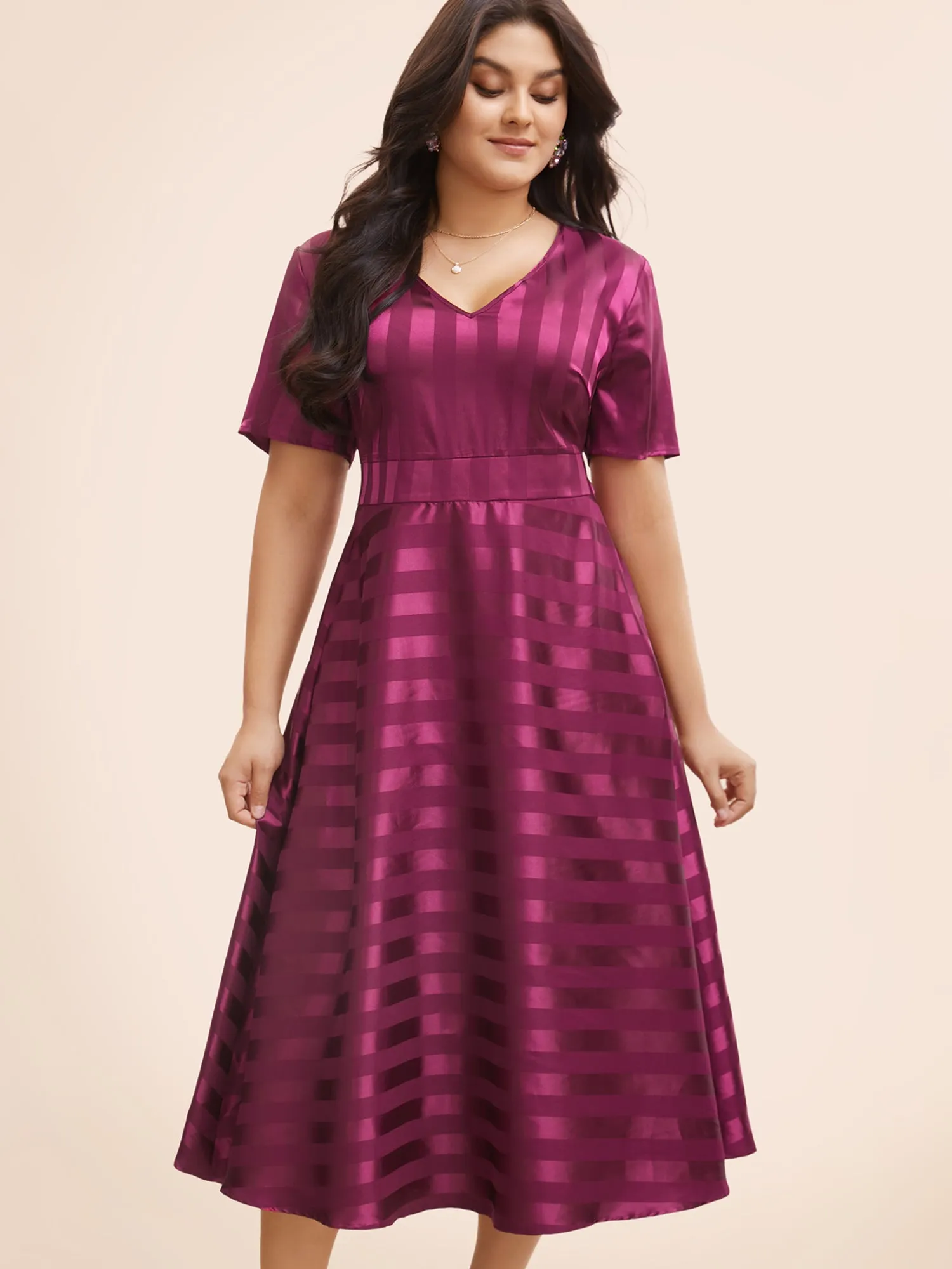 V Neck Textured Shirred Pocket Dress sold by Bloomchic