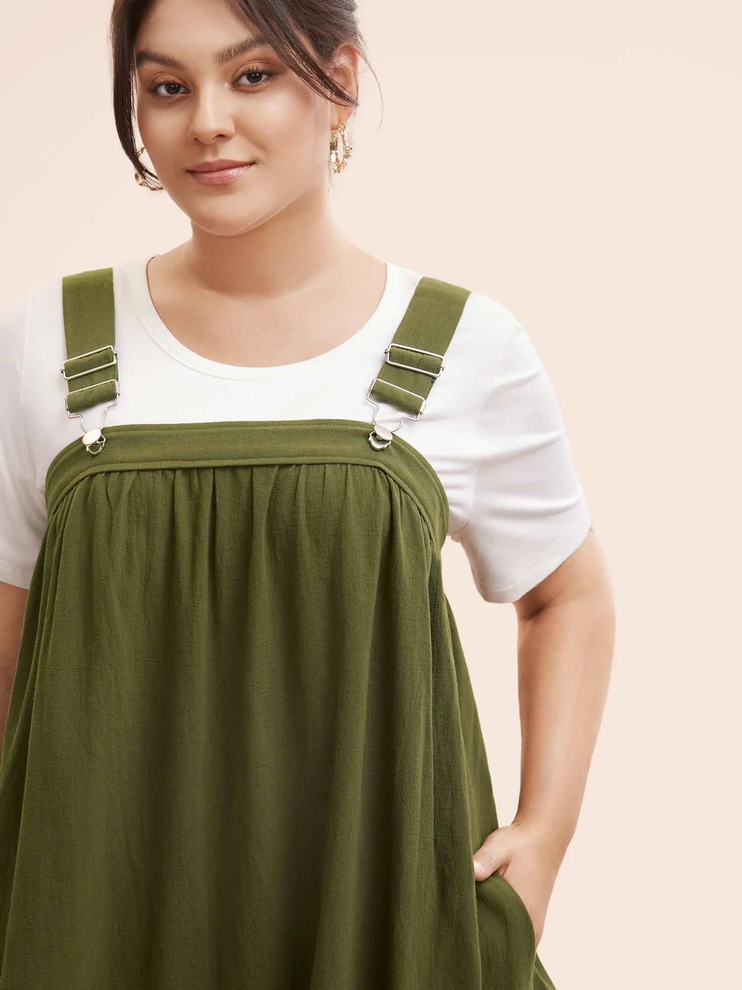 Solid Adjustable Straps Overall Dress sold by Bloomchic product image thumbnail 2