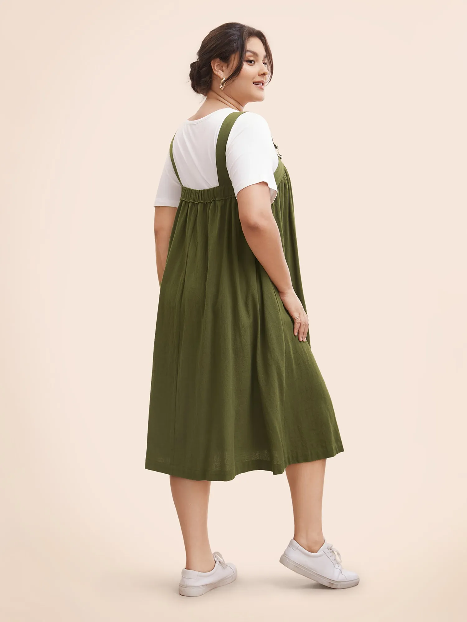 Solid Adjustable Straps Overall Dress sold by Bloomchic product image thumbnail 4