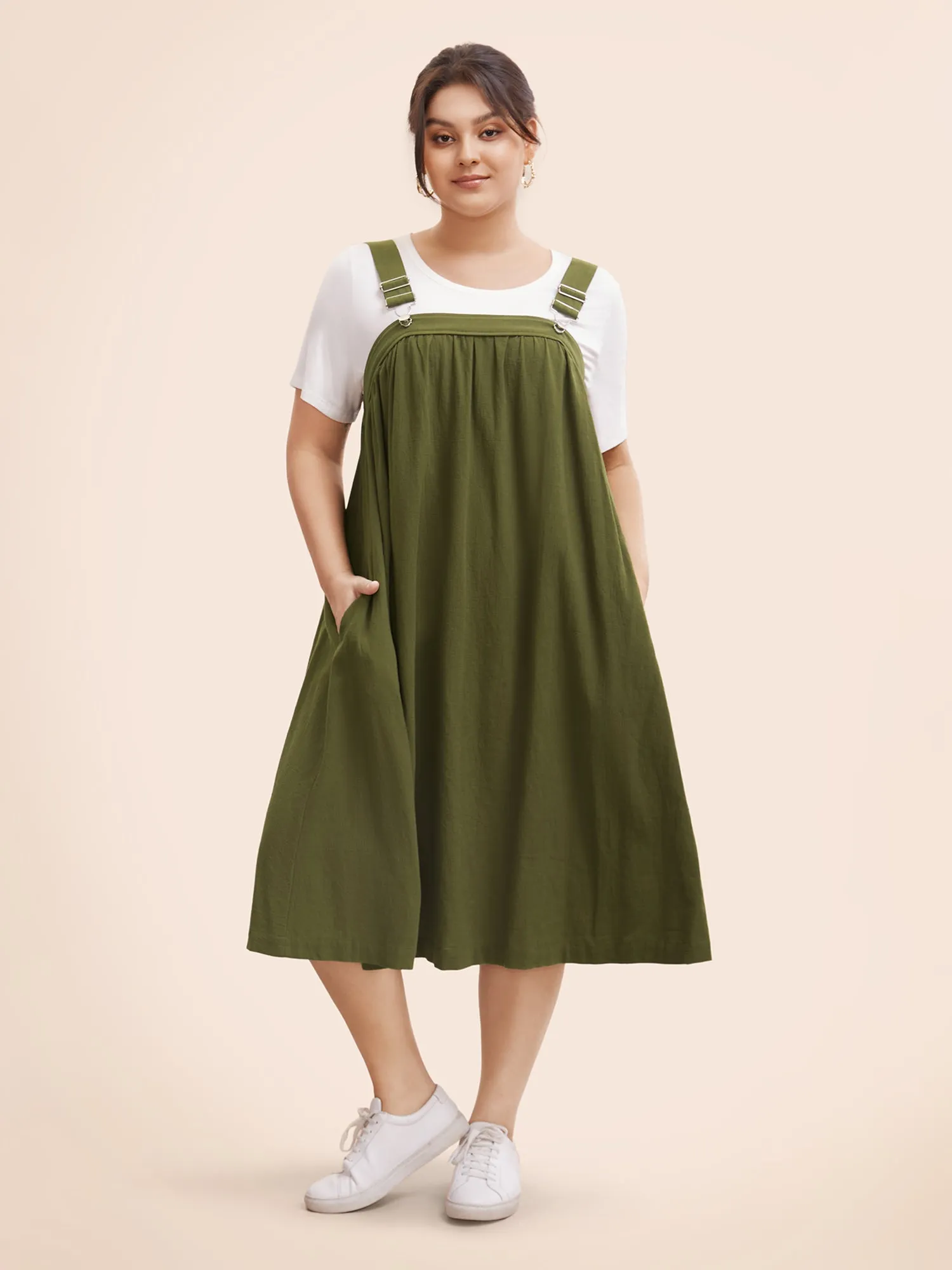 Solid Adjustable Straps Overall Dress sold by Bloomchic product image thumbnail 3