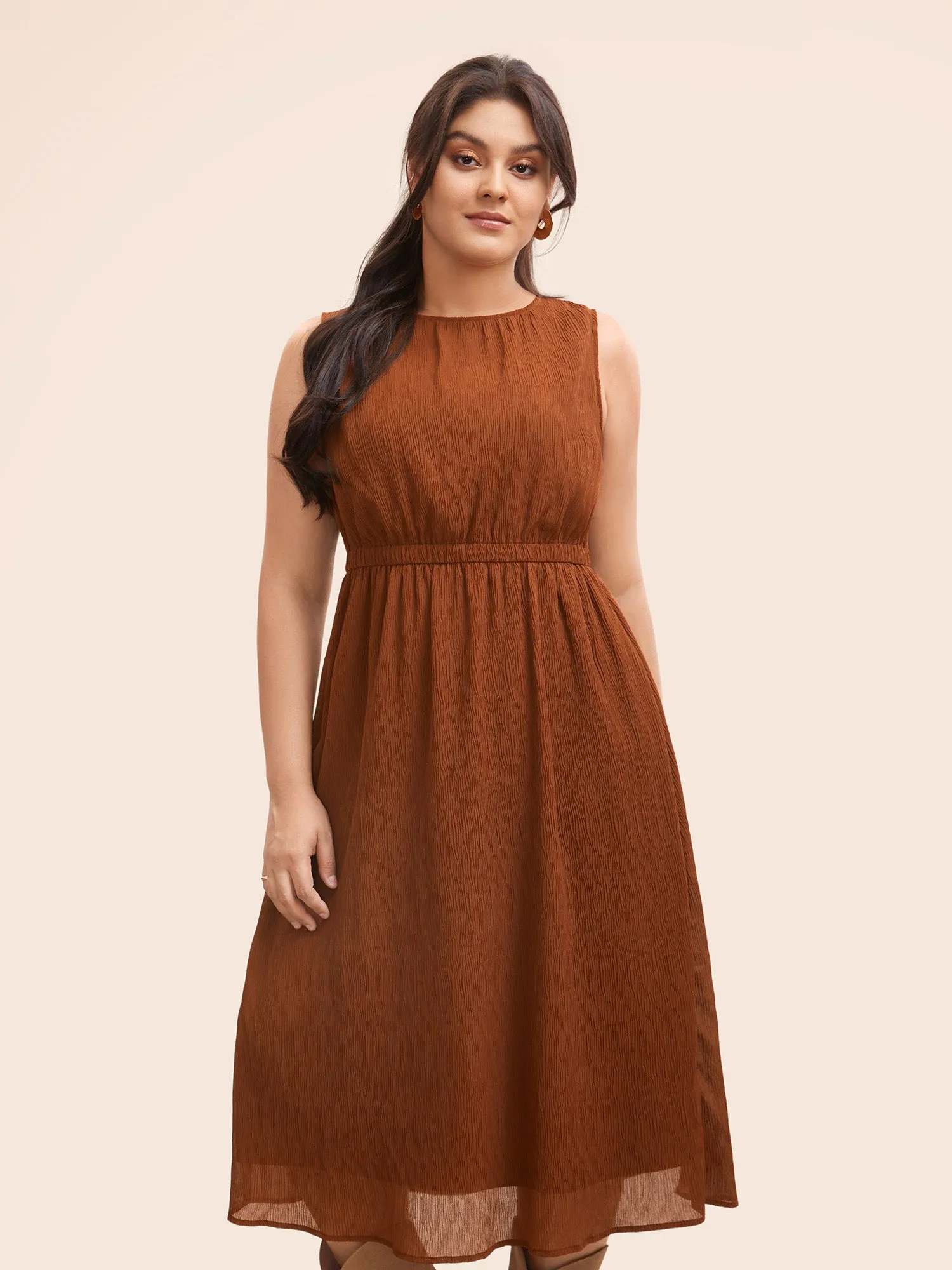 Texture Sleeveless See Through Dress sold by Bloomchic