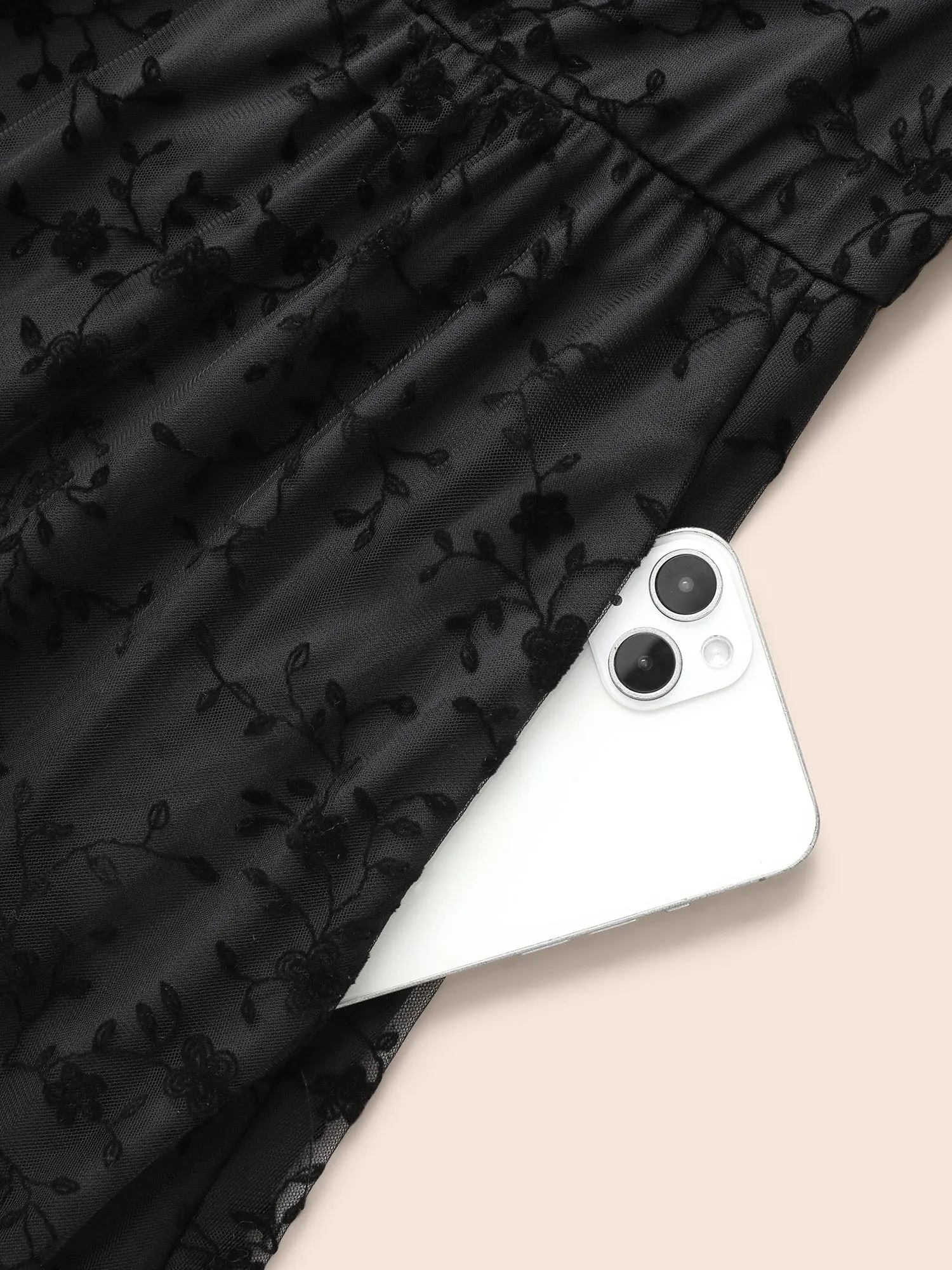 Floral Flocking Mesh Sleeveless Dress sold by Bloomchic product image thumbnail 5