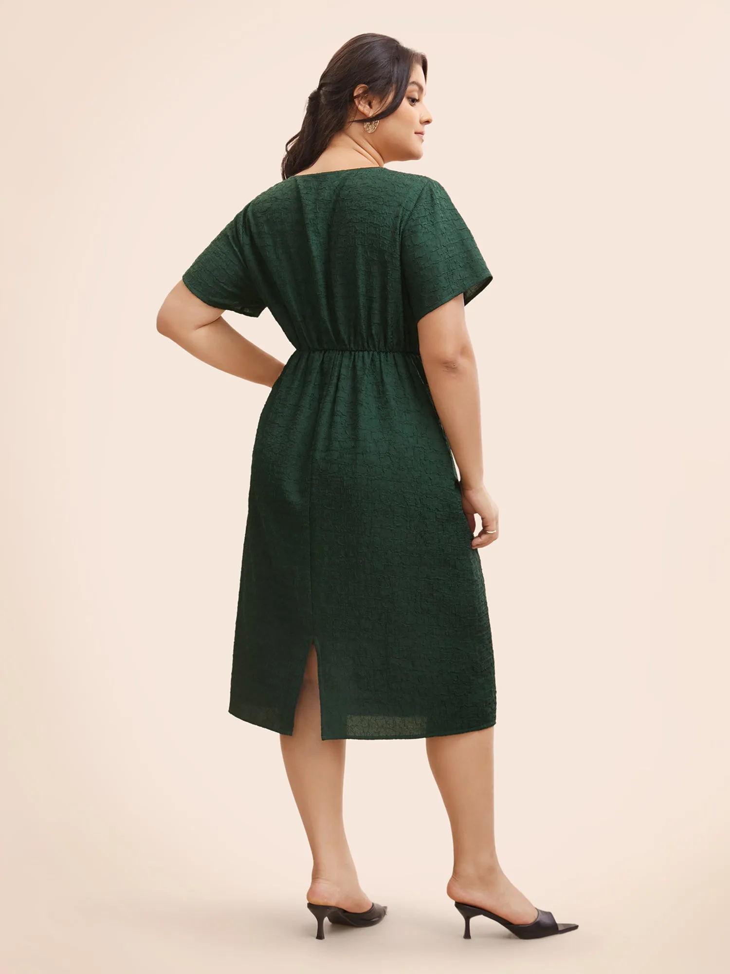Texture Gathered Split Hem Dress sold by Bloomchic product image thumbnail 4