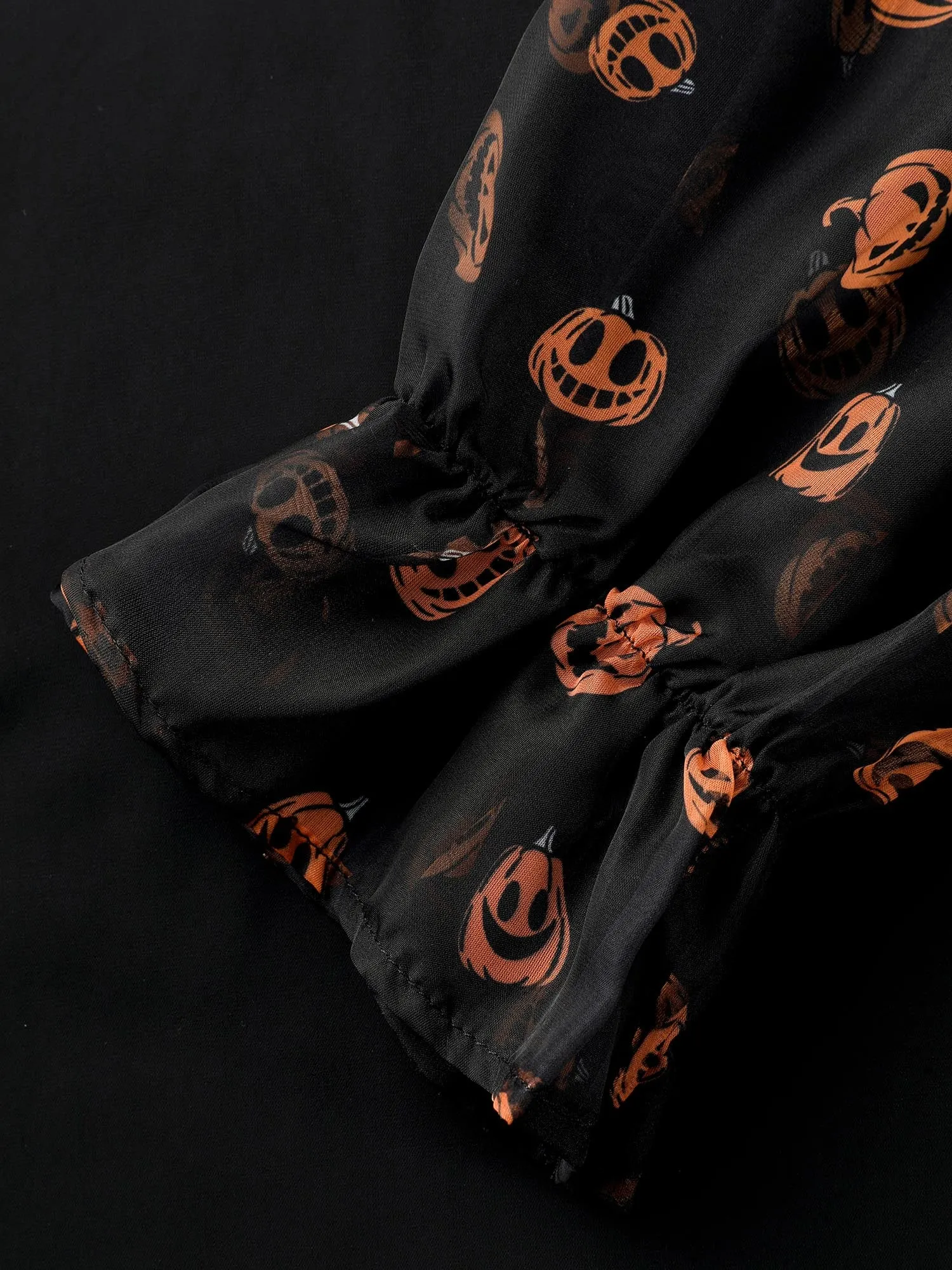 Pumpkin Patchwork Printed Sleeves Blouse sold by Bloomchic product image thumbnail 5