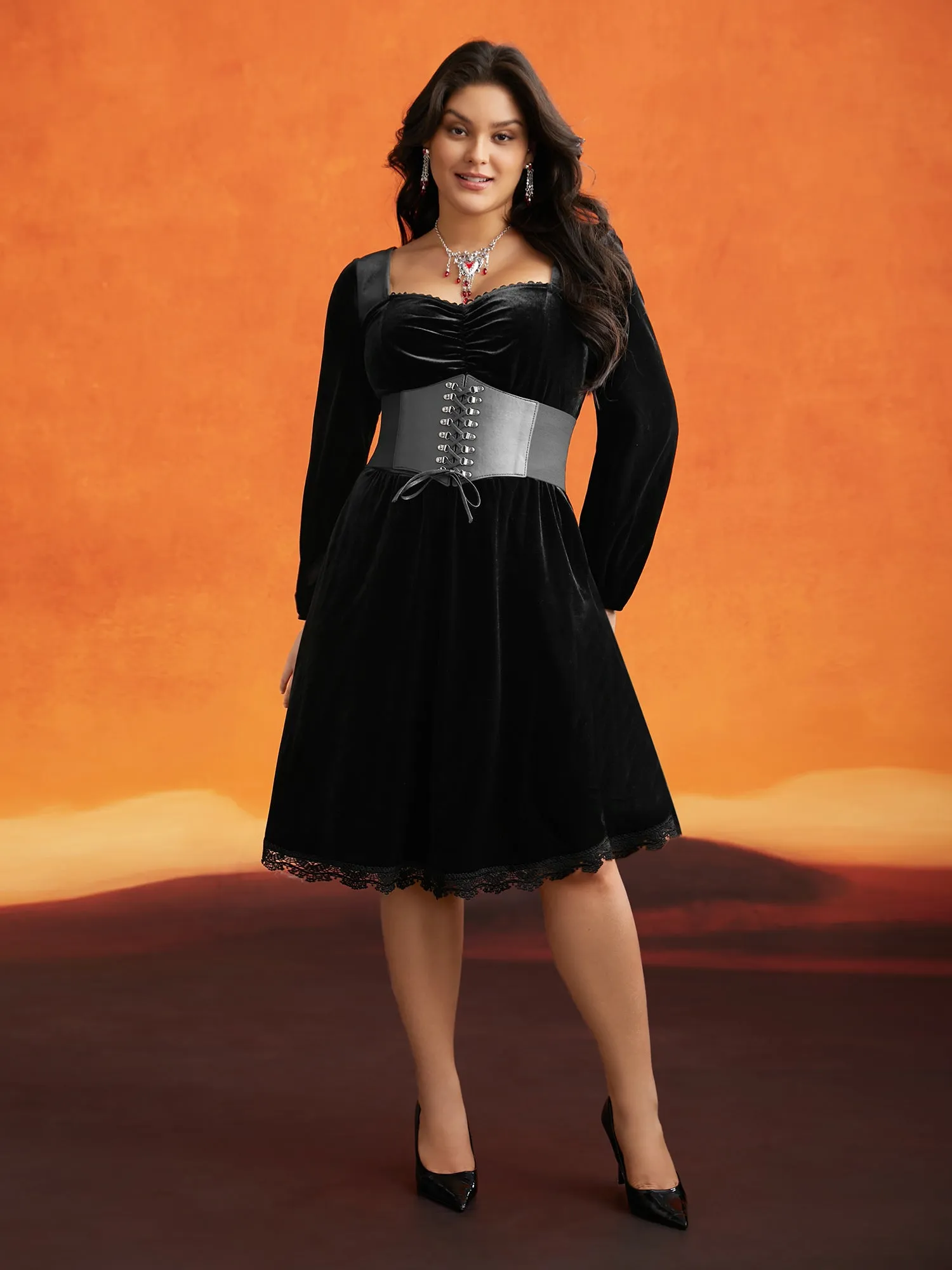 Spellbound Velvet Sweetheart Neckline Midi Dress sold by Bloomchic product image thumbnail 2