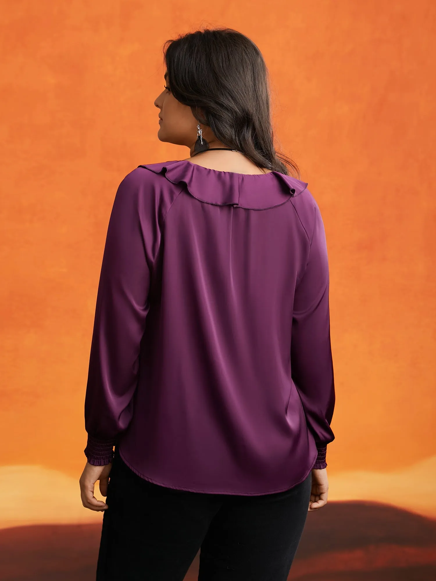 Regal Lotus Neckline Cuff Sleeves Blouse sold by Bloomchic product image thumbnail 4
