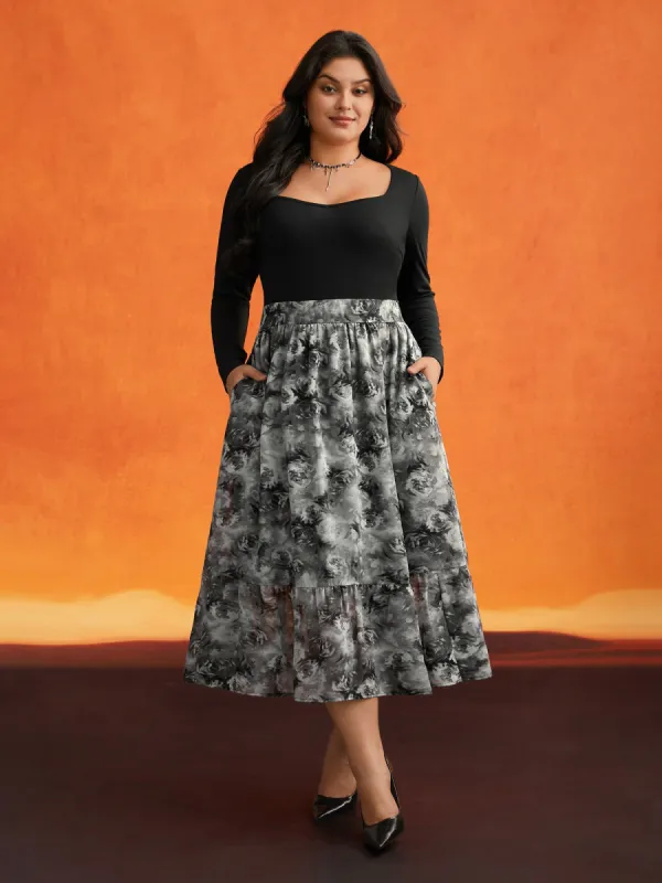 Knitted Chiffon Blend Adjustable Waist Midi Dress sold by Bloomchic
