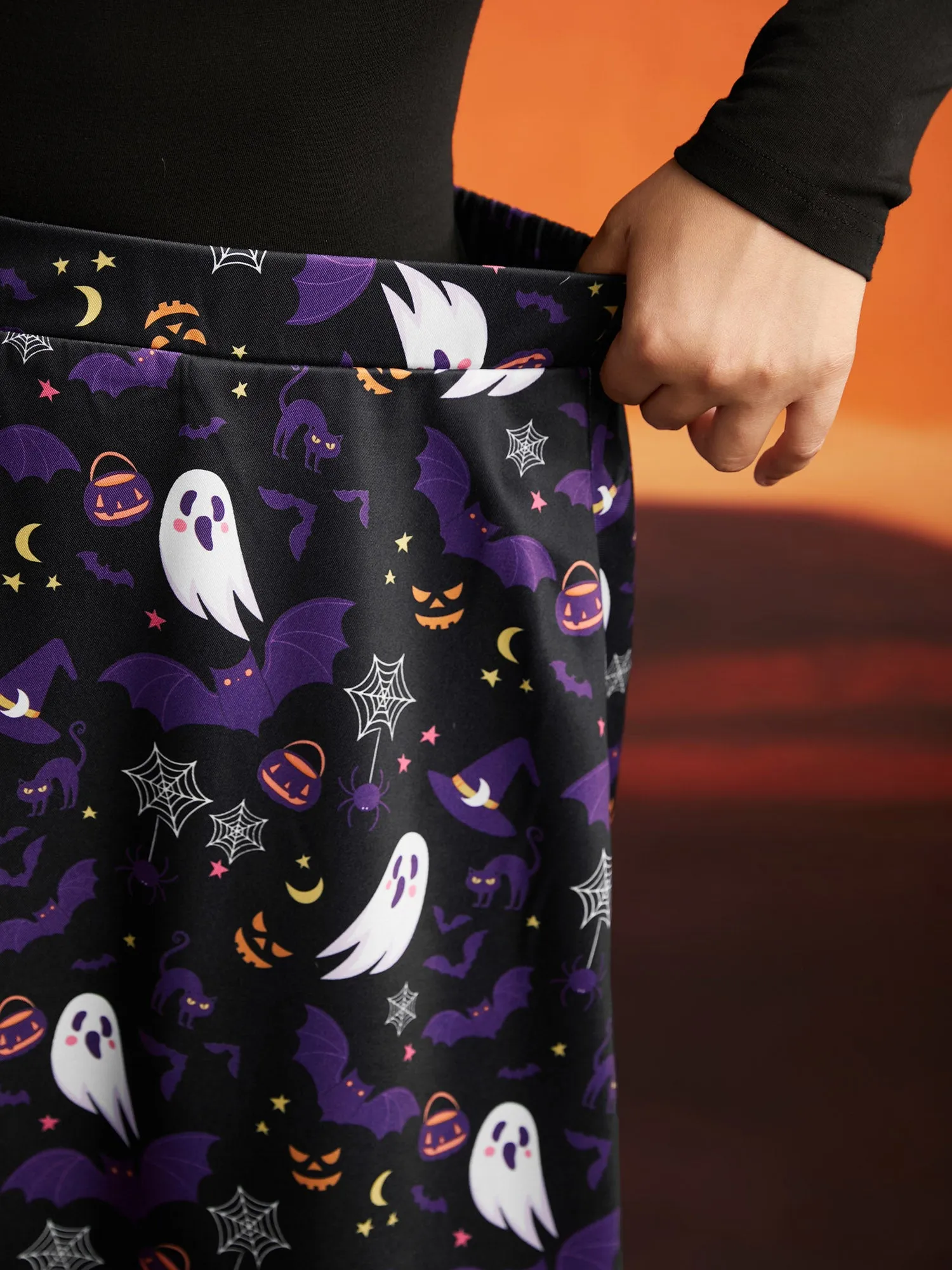 Spooky Ghost Printed A-Line Mini Skirt sold by Bloomchic product image thumbnail 5