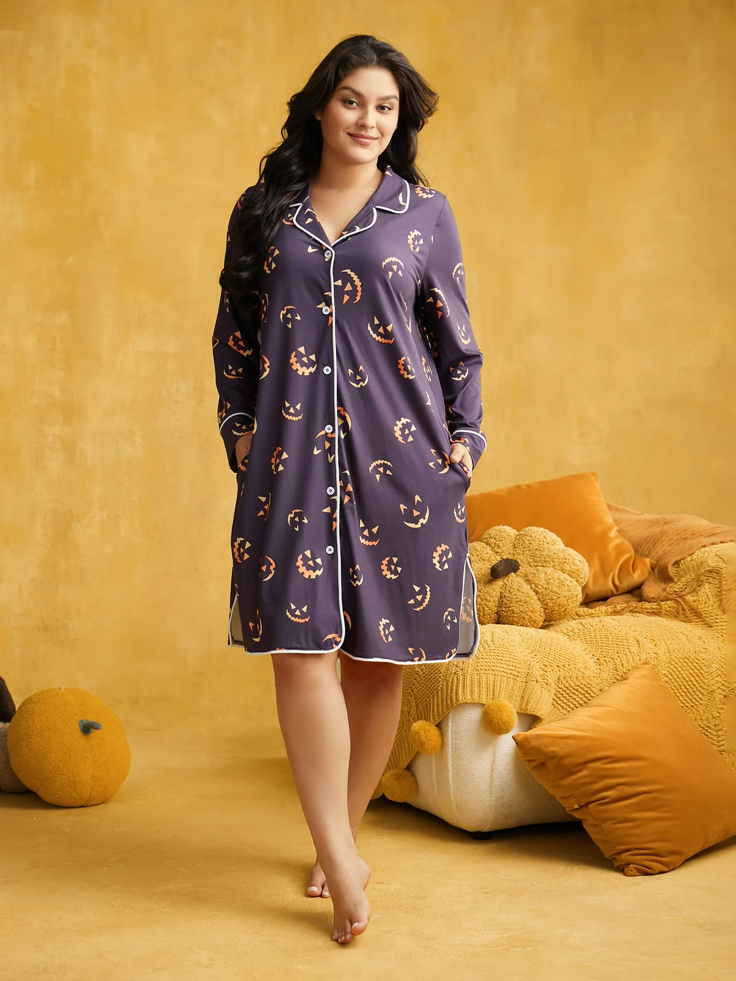 Pumkin Patch Collared Loungewear Dress sold by Bloomchic product image thumbnail 2