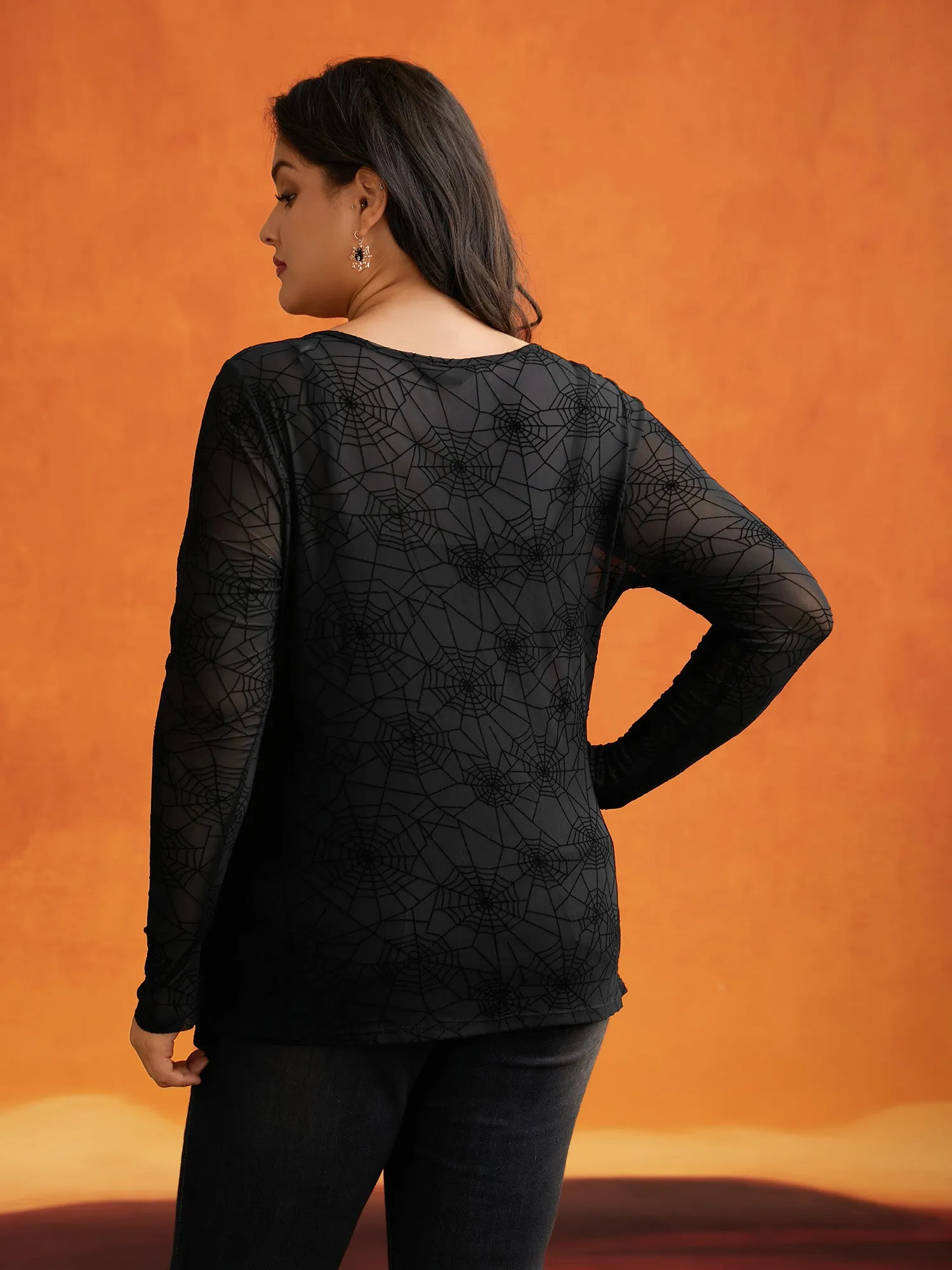 Spider Web Mesh V-Neck T-shirt sold by Bloomchic product image thumbnail 2