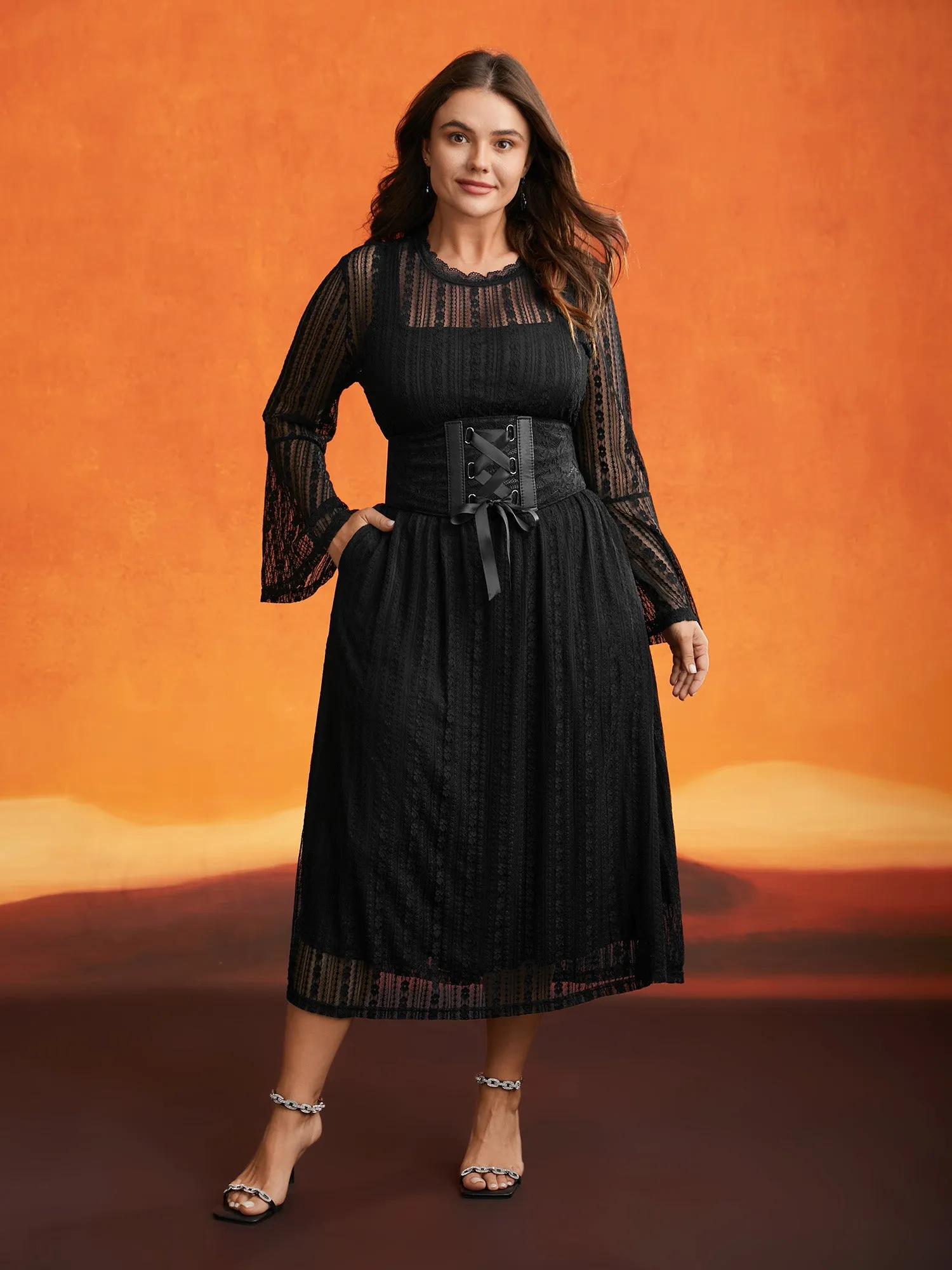 Spellbound Halter Neck Sheer Midi Dress sold by Bloomchic product image thumbnail 4