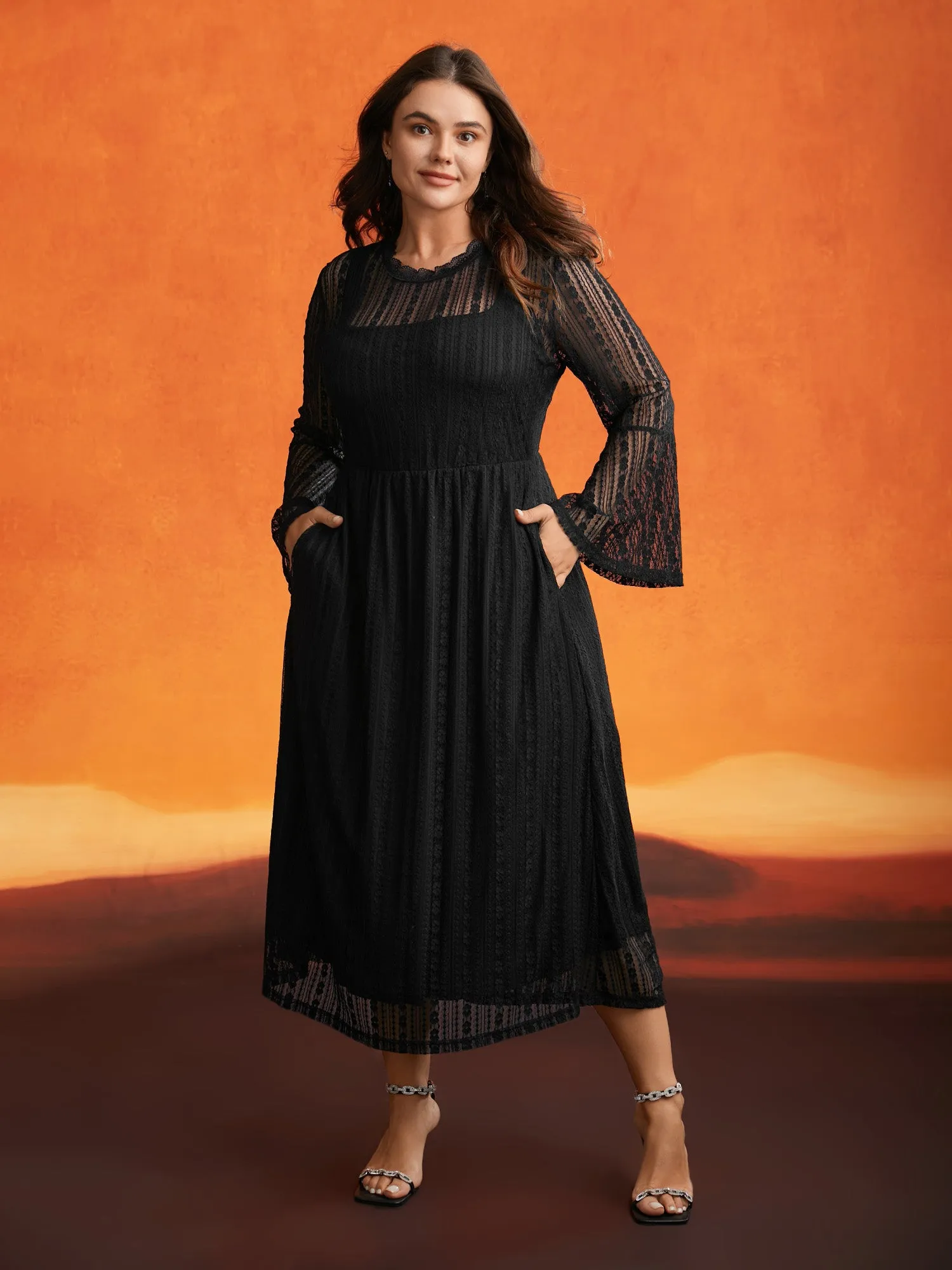 Spellbound Halter Neck Sheer Midi Dress sold by Bloomchic product image thumbnail 3