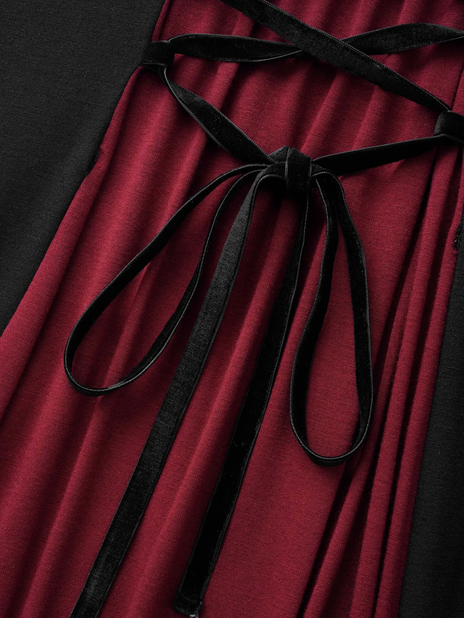 Stretchy Knit Adjustable Tie Frill Trim Midi Dress sold by Bloomchic product image thumbnail 5