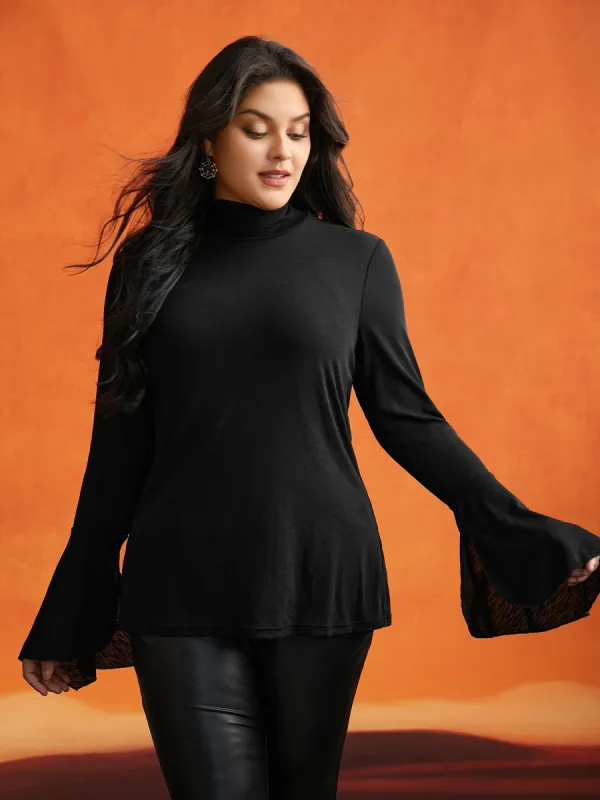 Bell Sleeves Turtleneck T-shirt sold by Bloomchic
