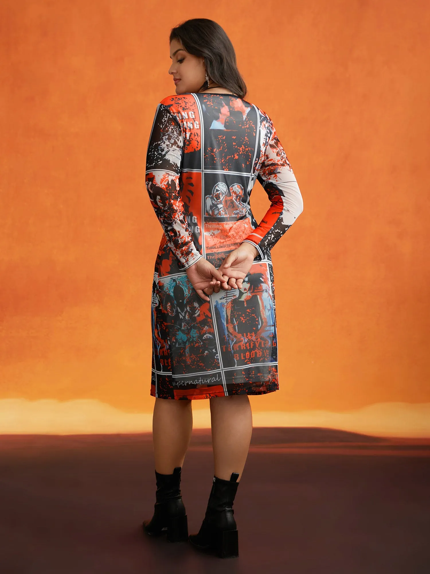 Horror Movie Poster Stretchy Slim-Fit Midi Dress sold by Bloomchic product image thumbnail 3