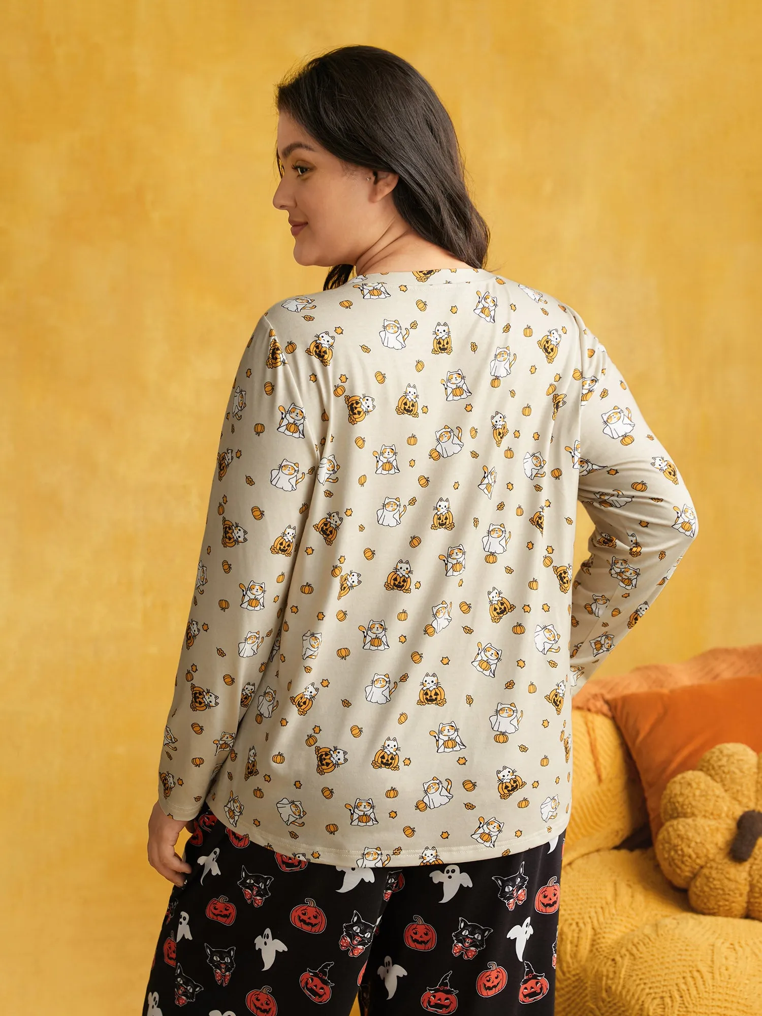 Silly Cat Printed Crew Neck Lounge Top sold by Bloomchic product image thumbnail 5