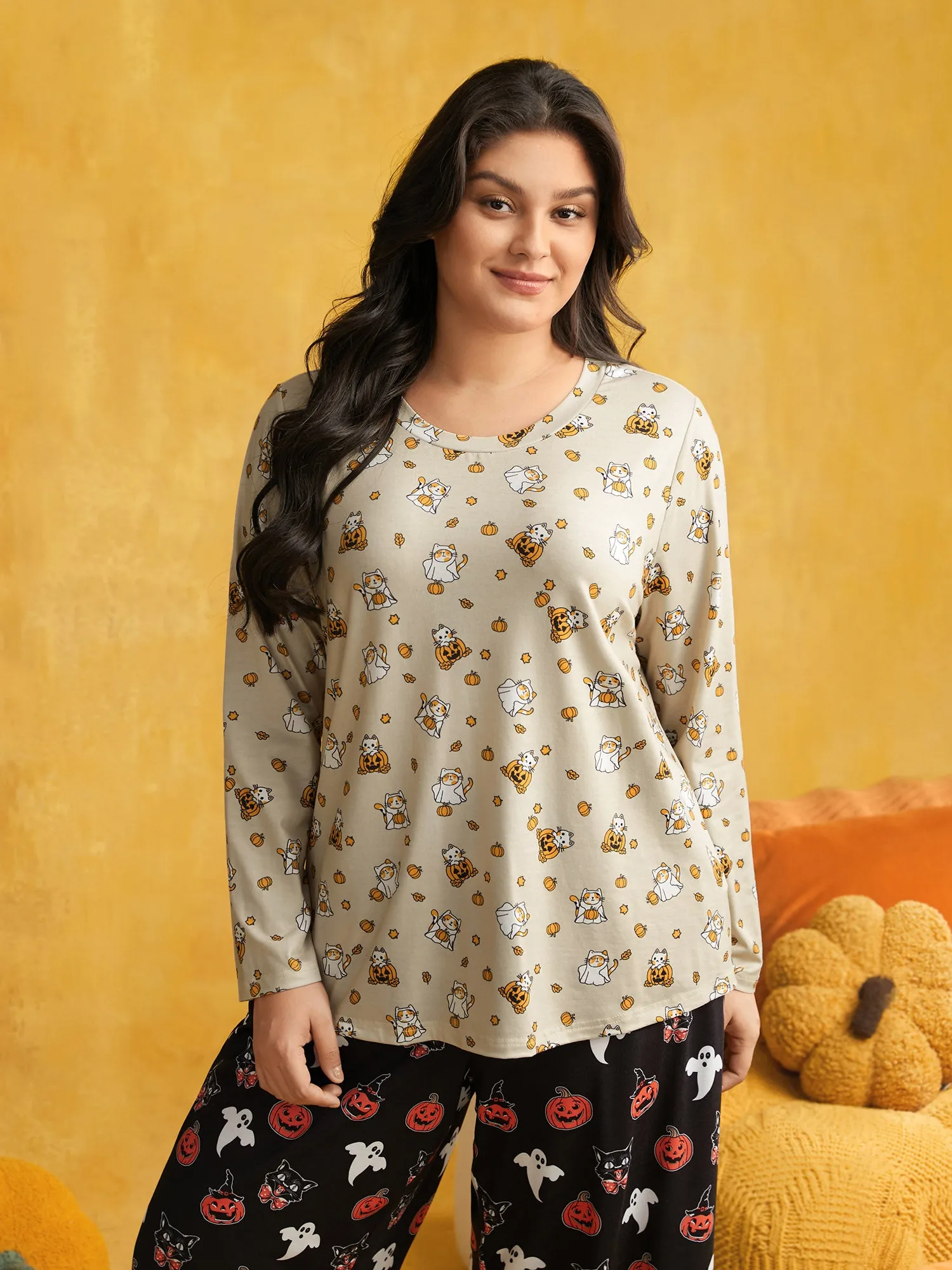 Silly Cat Printed Crew Neck Lounge Top sold by Bloomchic product image thumbnail 4