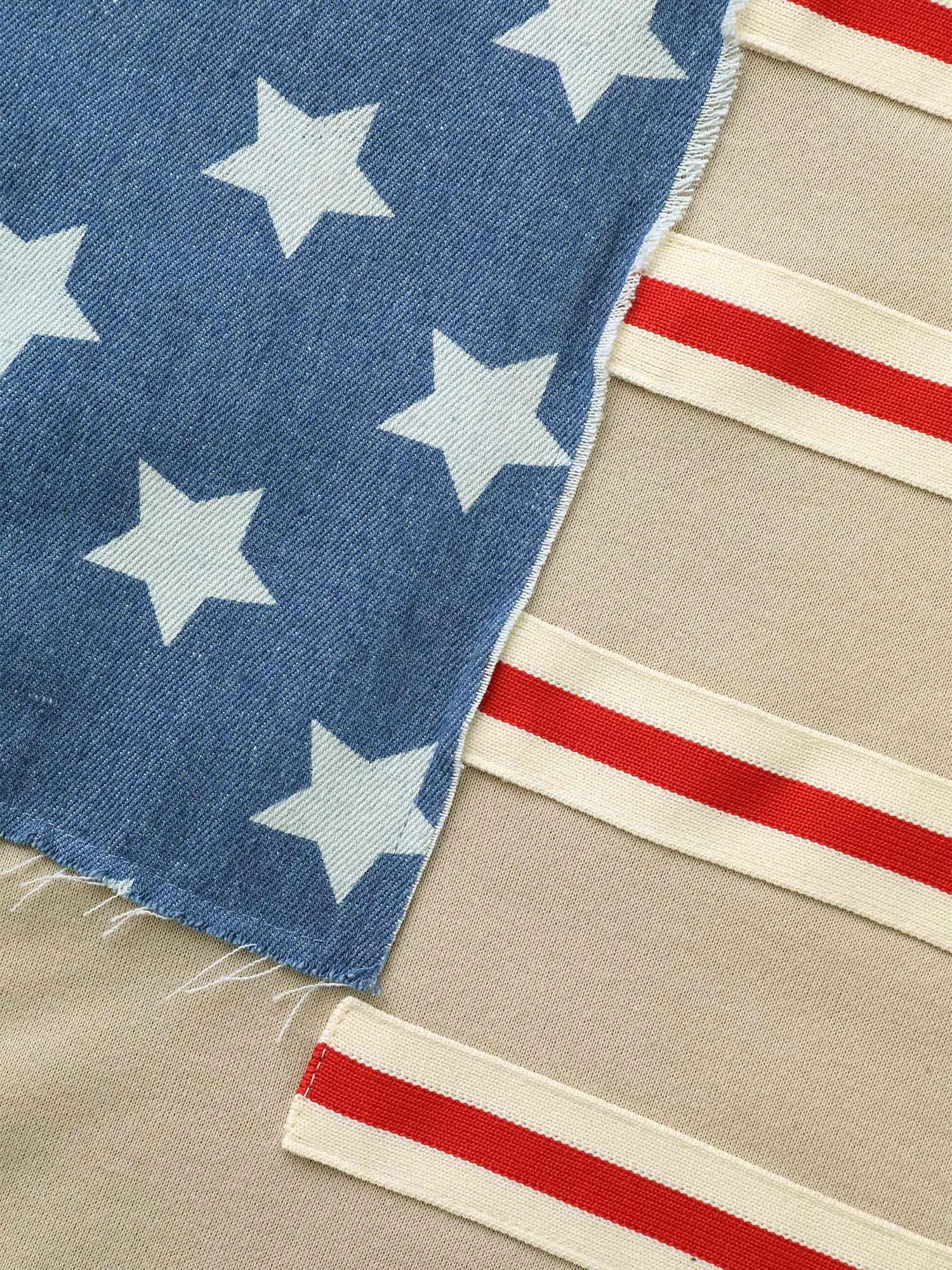 Flag And Denim Spliced Crew Neck Sweatshirt sold by Bloomchic product image thumbnail 5