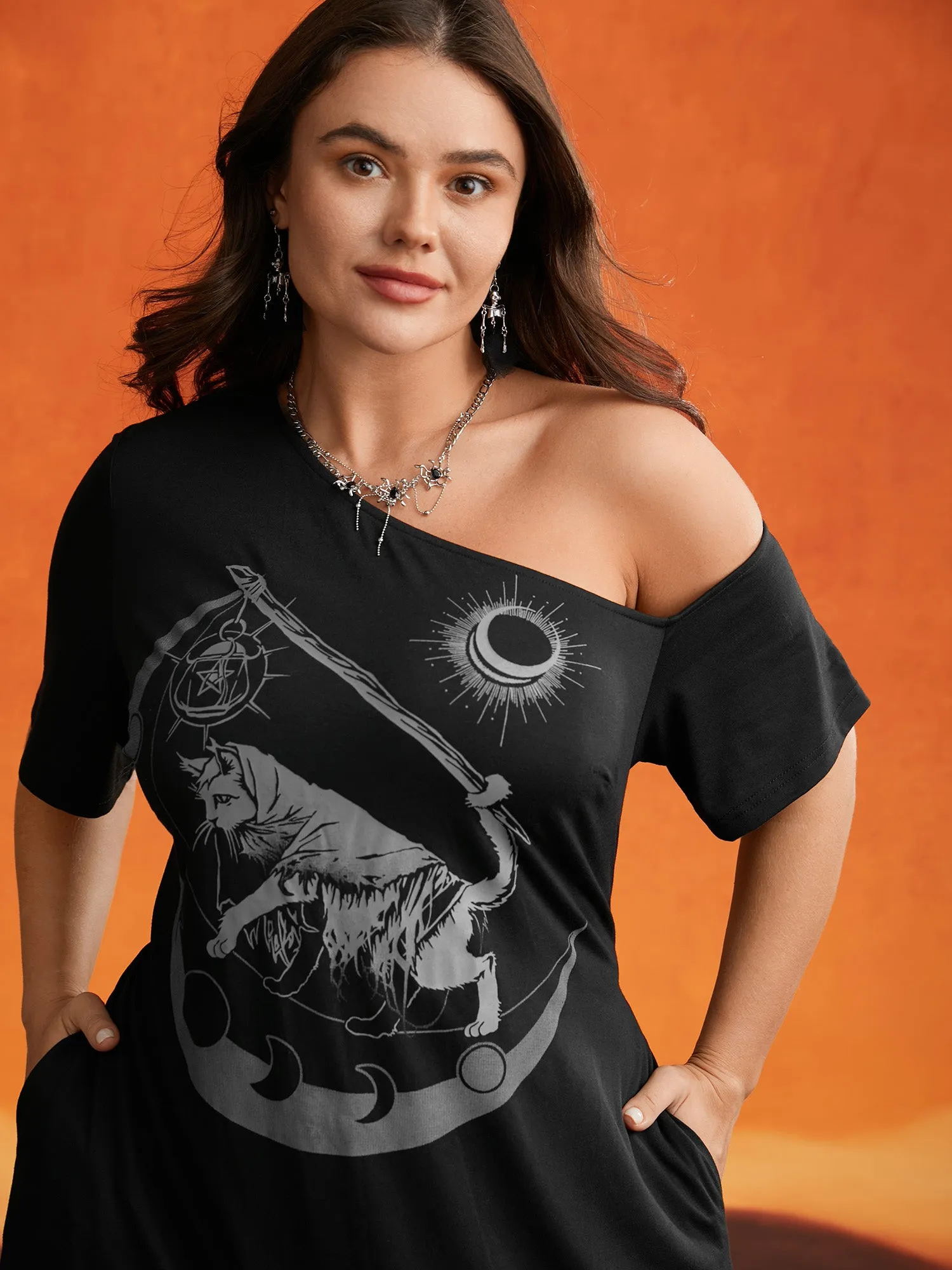 Stretch Fabric Off-Shoulder Dark Tarot Dress sold by Bloomchic product image thumbnail 3