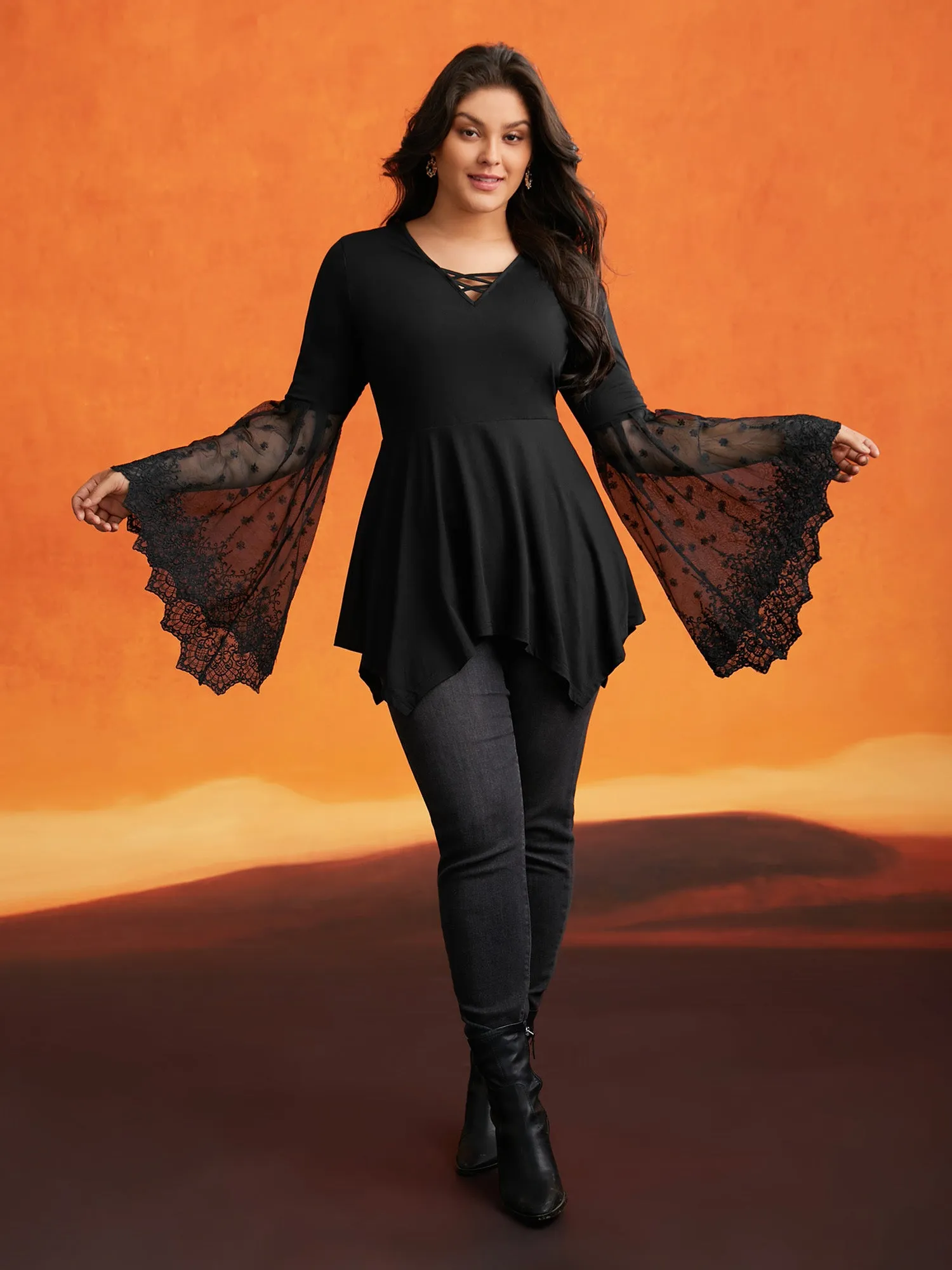 Cross Front Bell Sleeve Top sold by Bloomchic product image thumbnail 4