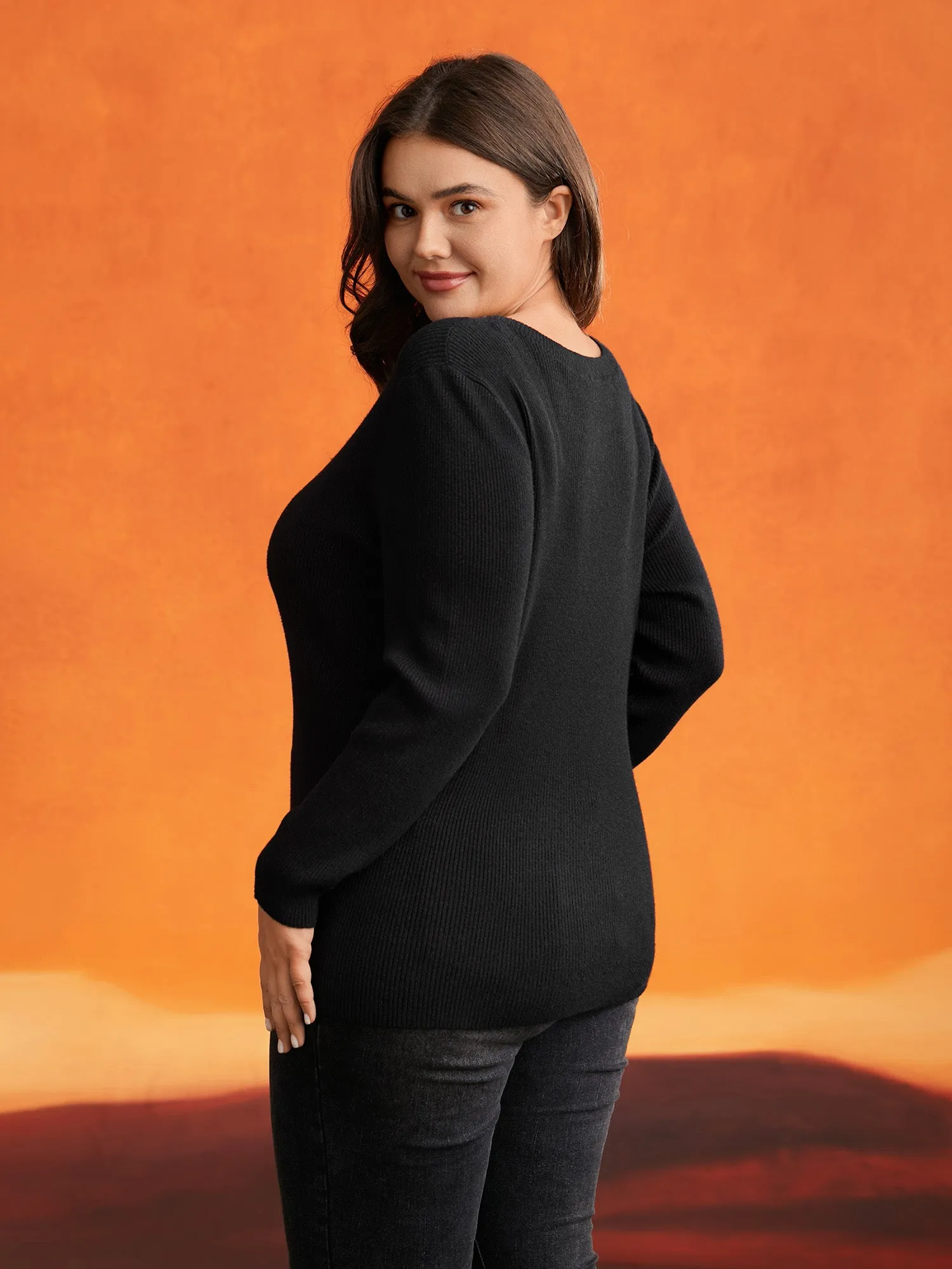 Supersoft Essentials Webbed Sheer Heart Slim-fit Pullover sold by Bloomchic product image thumbnail 3