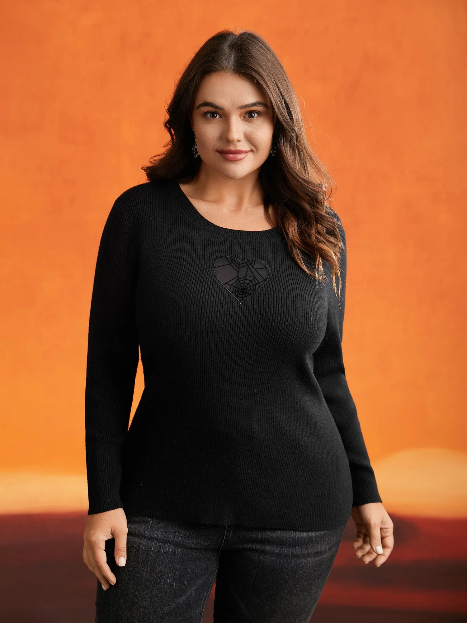 Supersoft Essentials Webbed Sheer Heart Slim-fit Pullover sold by Bloomchic product image thumbnail 2