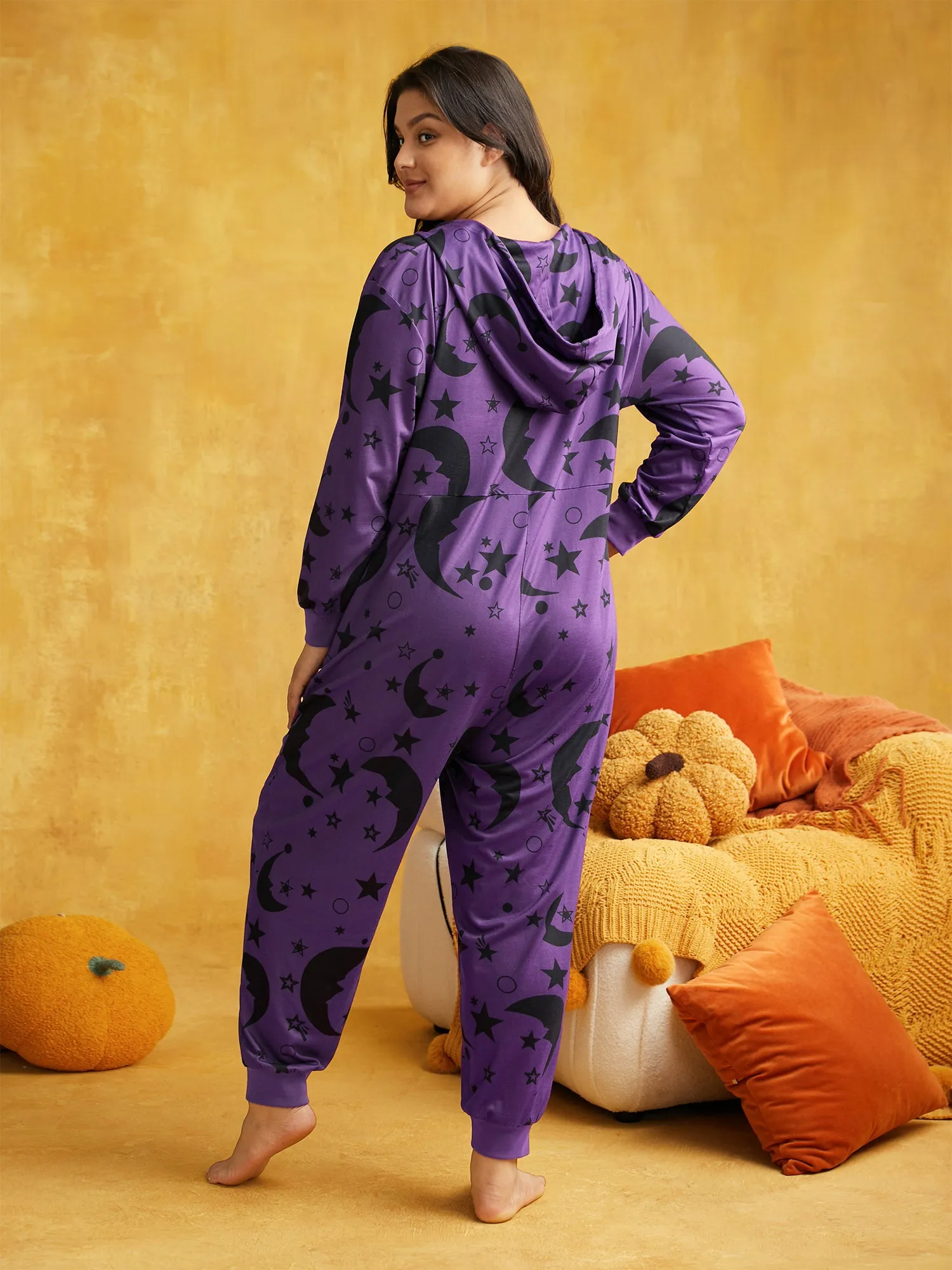 Celestial Printed Hooded Sleep Jumpsuit sold by Bloomchic product image thumbnail 4