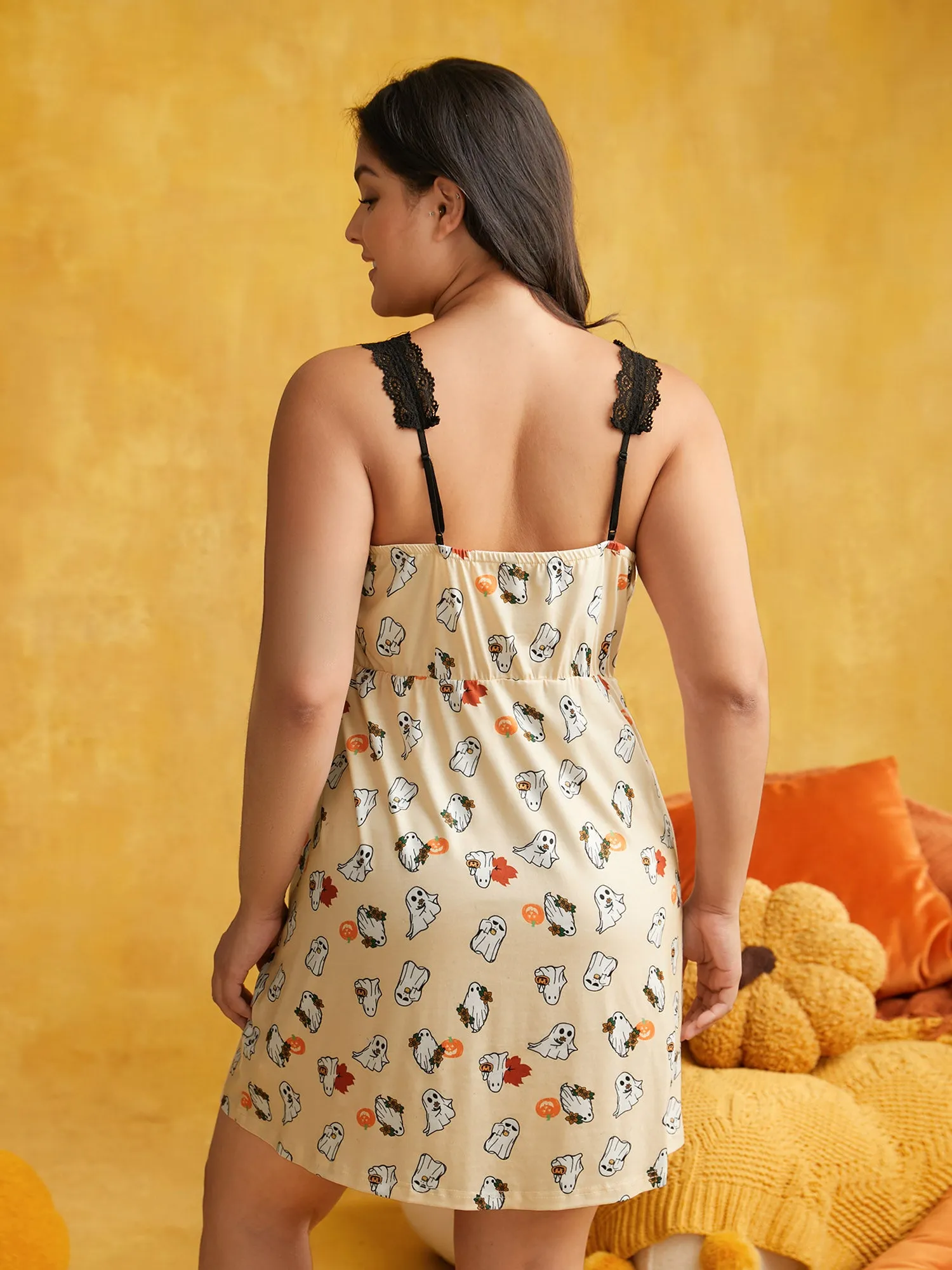 Ghost Motif Lace Embellished Mini Dress sold by Bloomchic product image thumbnail 4