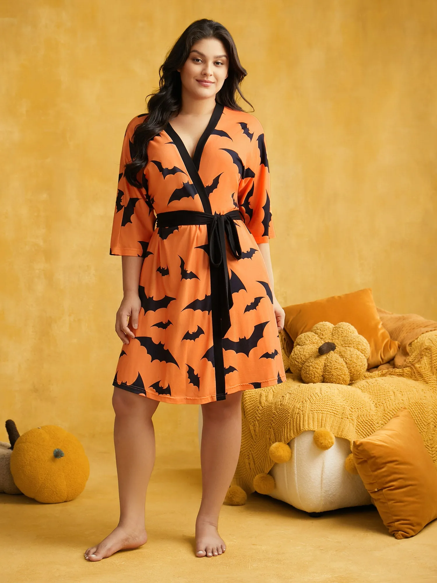 Batty Print Midi Loungewear Robe sold by Bloomchic product image thumbnail 3