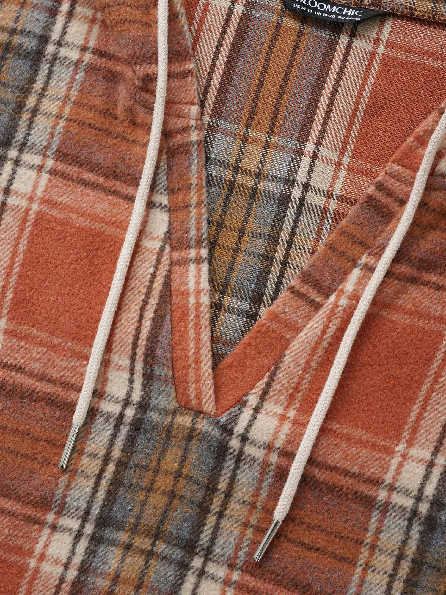 Brushed Fabric Plaid Hooded Sweatshirt sold by Bloomchic product image thumbnail 5