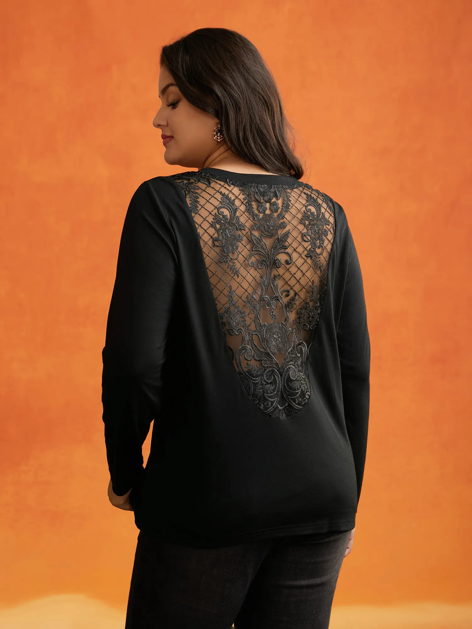 Hollow Mesh Back Slim-Fit T-shirt sold by Bloomchic