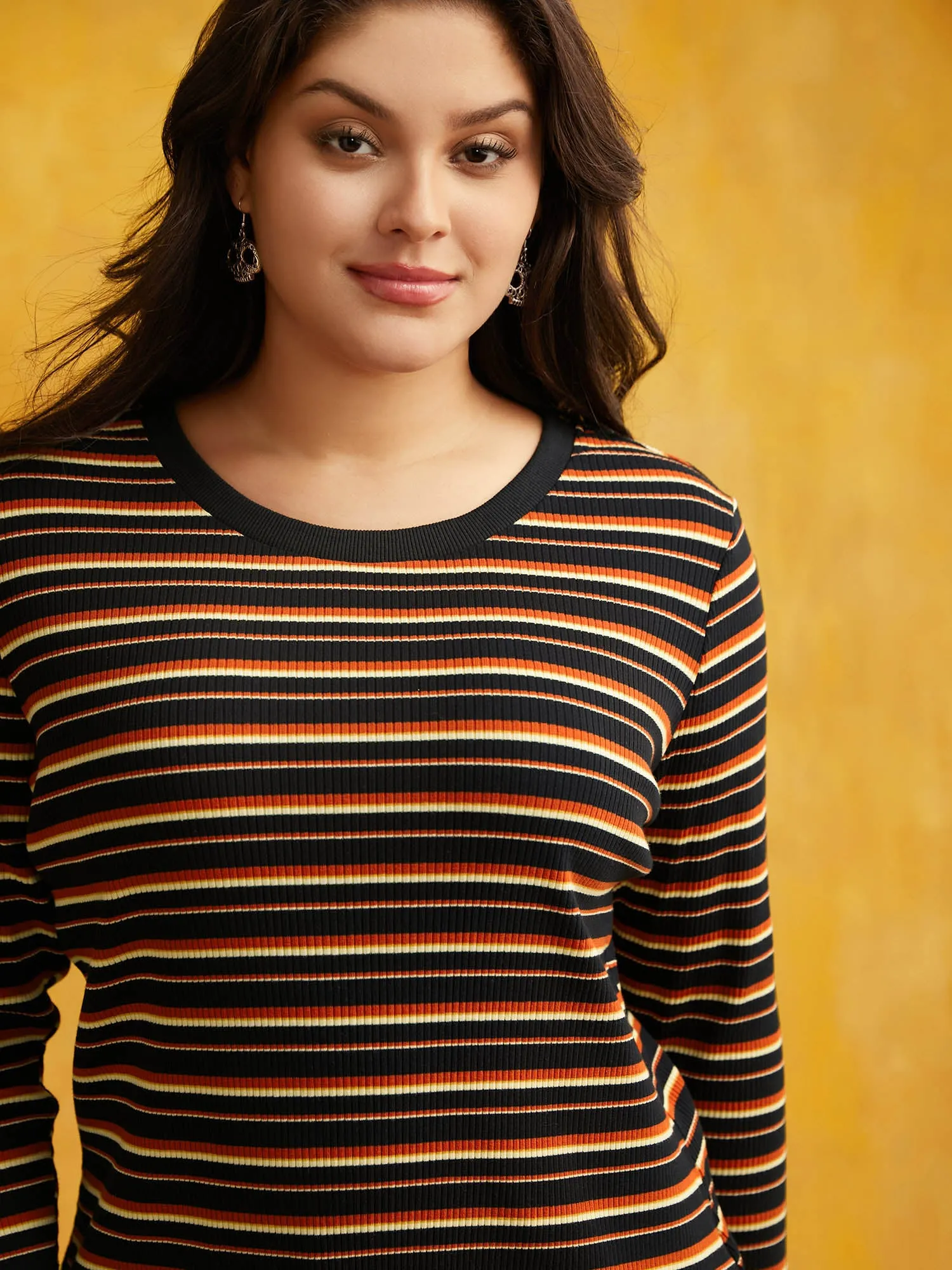 Striped Knit Crew Neck T-shirt sold by Bloomchic product image thumbnail 5