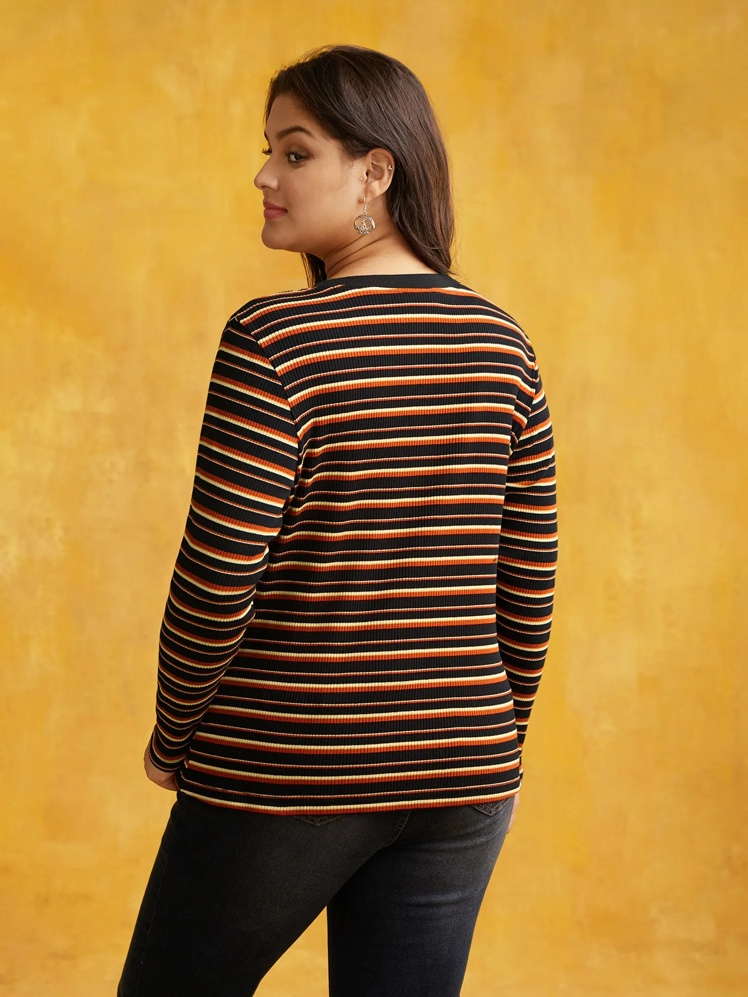 Striped Knit Crew Neck T-shirt sold by Bloomchic product image thumbnail 2