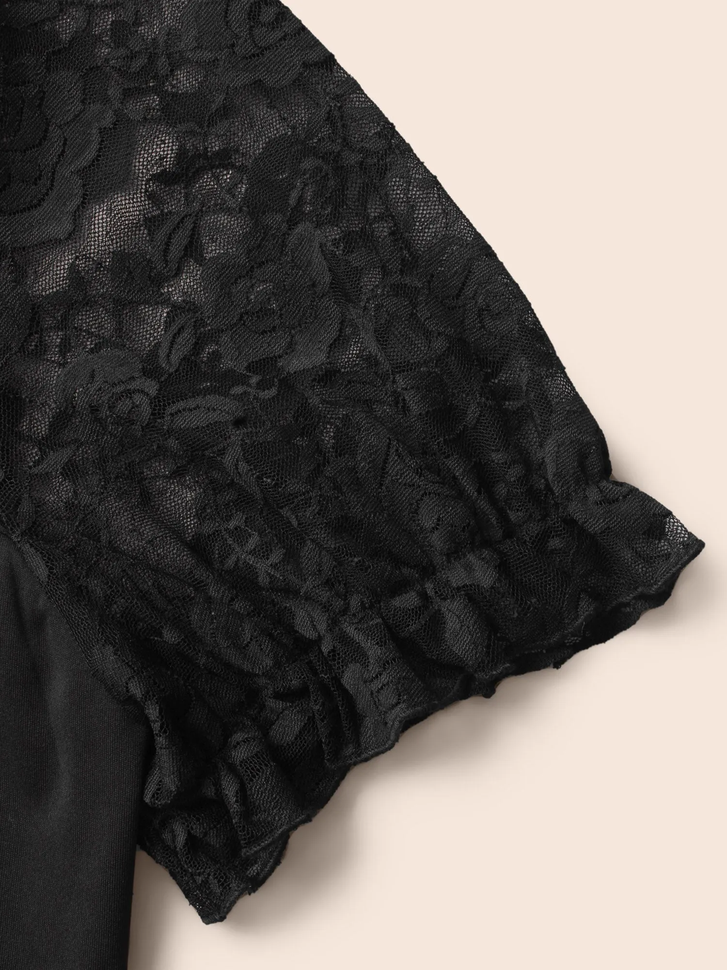 Lace Tie Cutout Neck Mesh Blouse sold by Bloomchic product image thumbnail 5