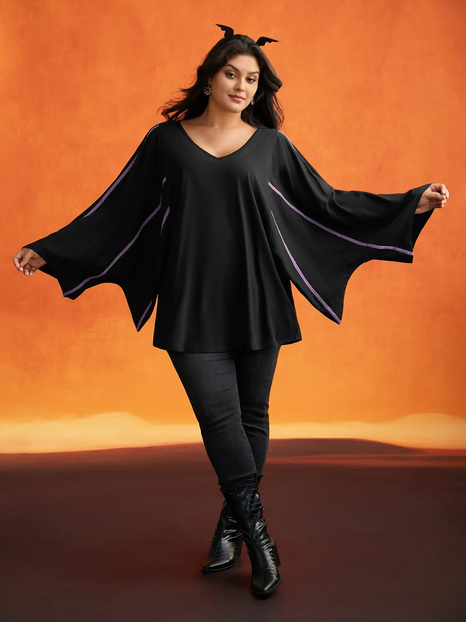 Bat Wing Shaped Sleeves T-shirt sold by Bloomchic