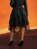 Gothic Laced Asymmetrical Hemline Skirt sold by Bloomchic