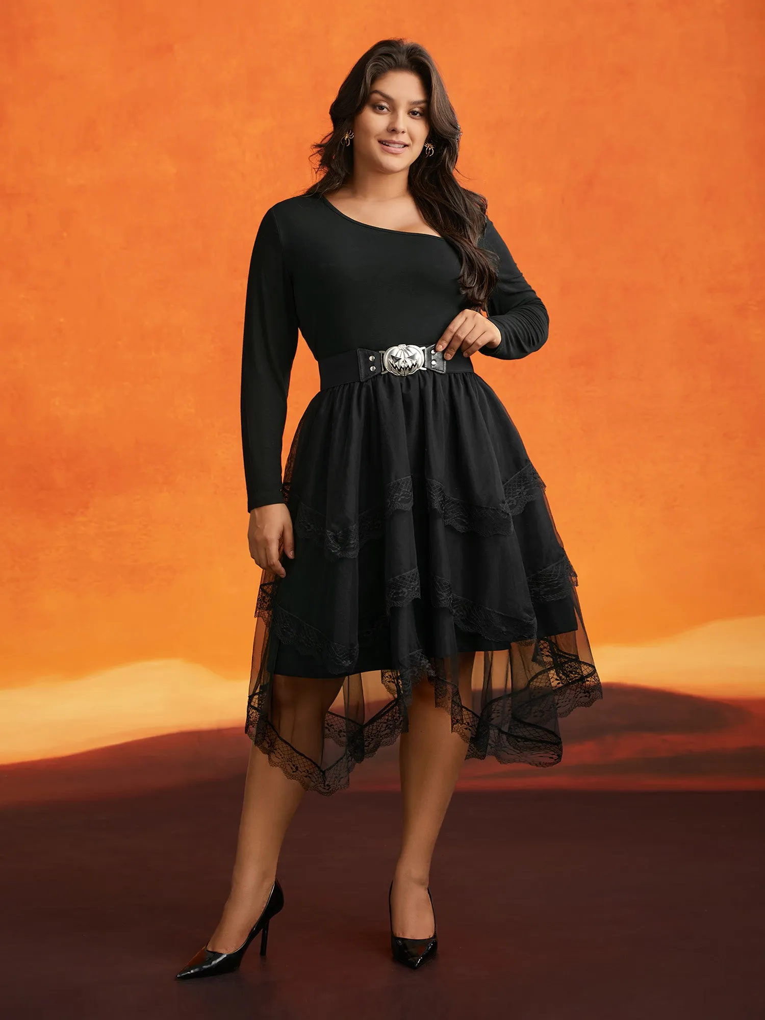 Gothic Laced Asymmetrical Hemline Skirt sold by Bloomchic product image thumbnail 4