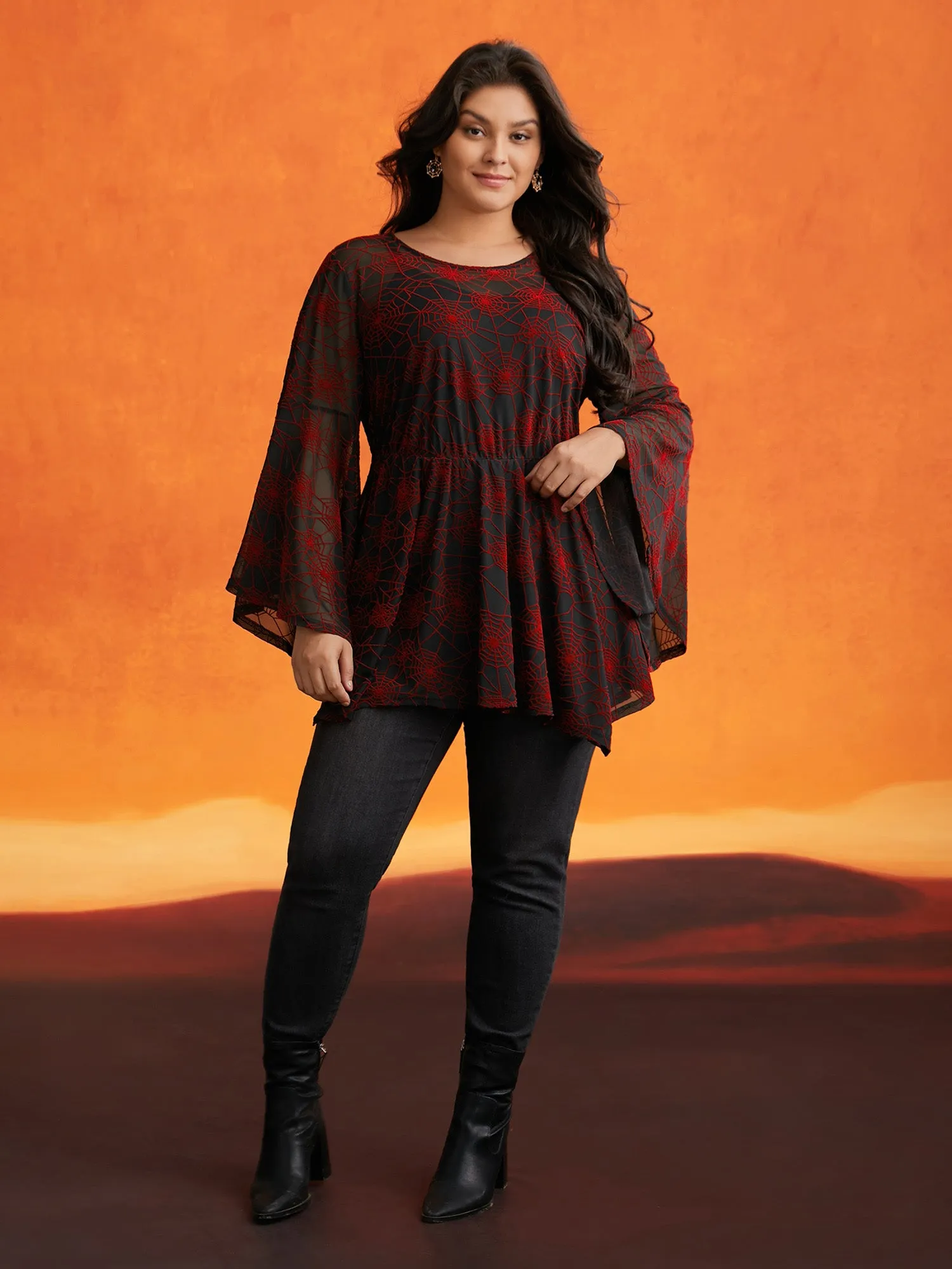 Elastic Mesh Webbed Wonder Blouse sold by Bloomchic product image thumbnail 2