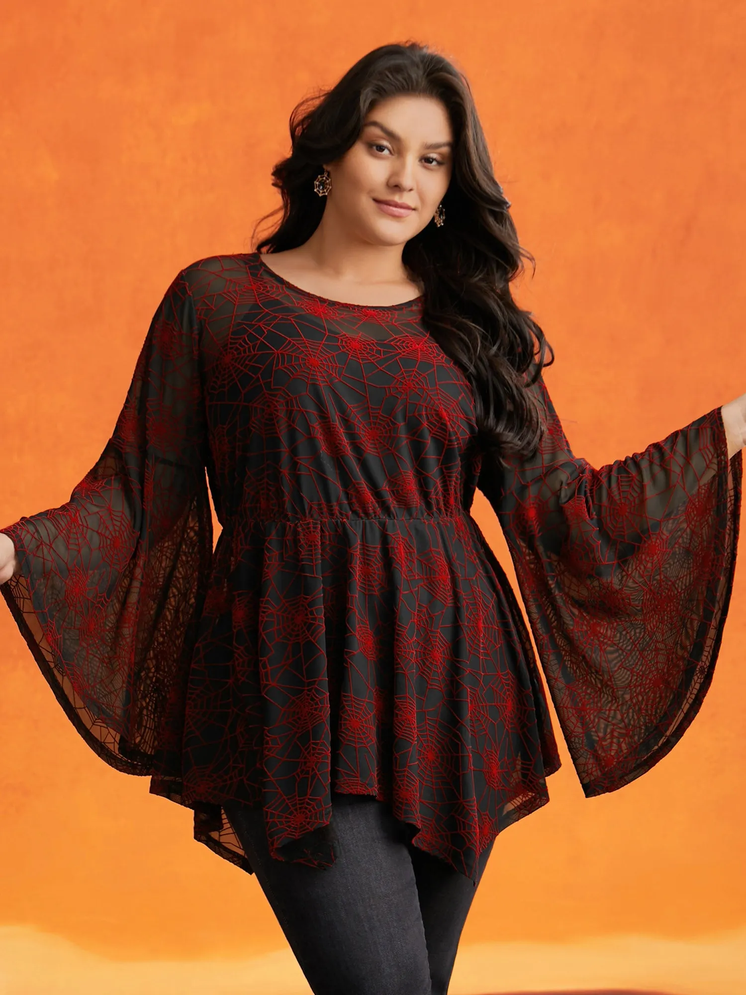 Elastic Mesh Webbed Wonder Blouse sold by Bloomchic product image thumbnail 4