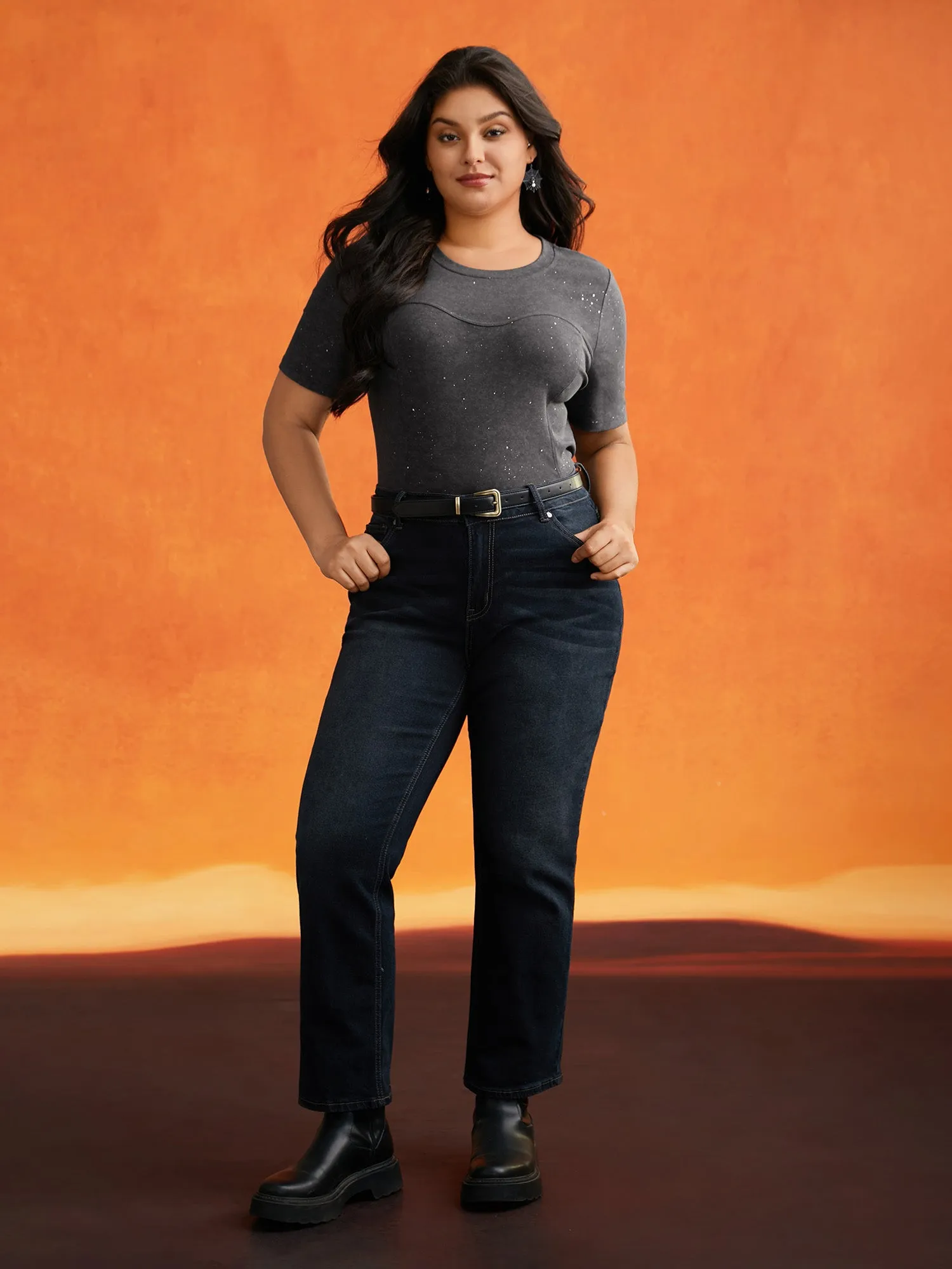 Gleaming Textured Sequin Slim-Fit T-shirt sold by Bloomchic product image thumbnail 3