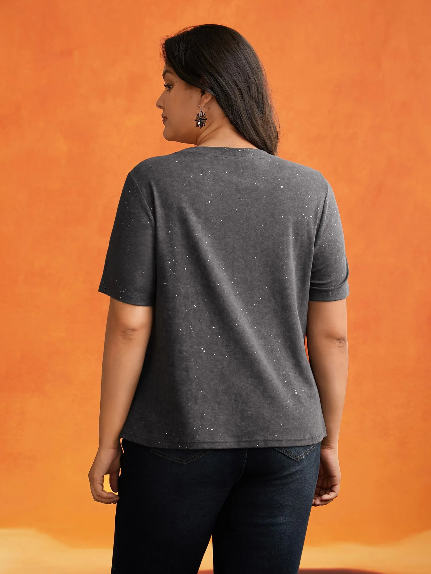 Gleaming Textured Sequin Slim-Fit T-shirt sold by Bloomchic product image thumbnail 2